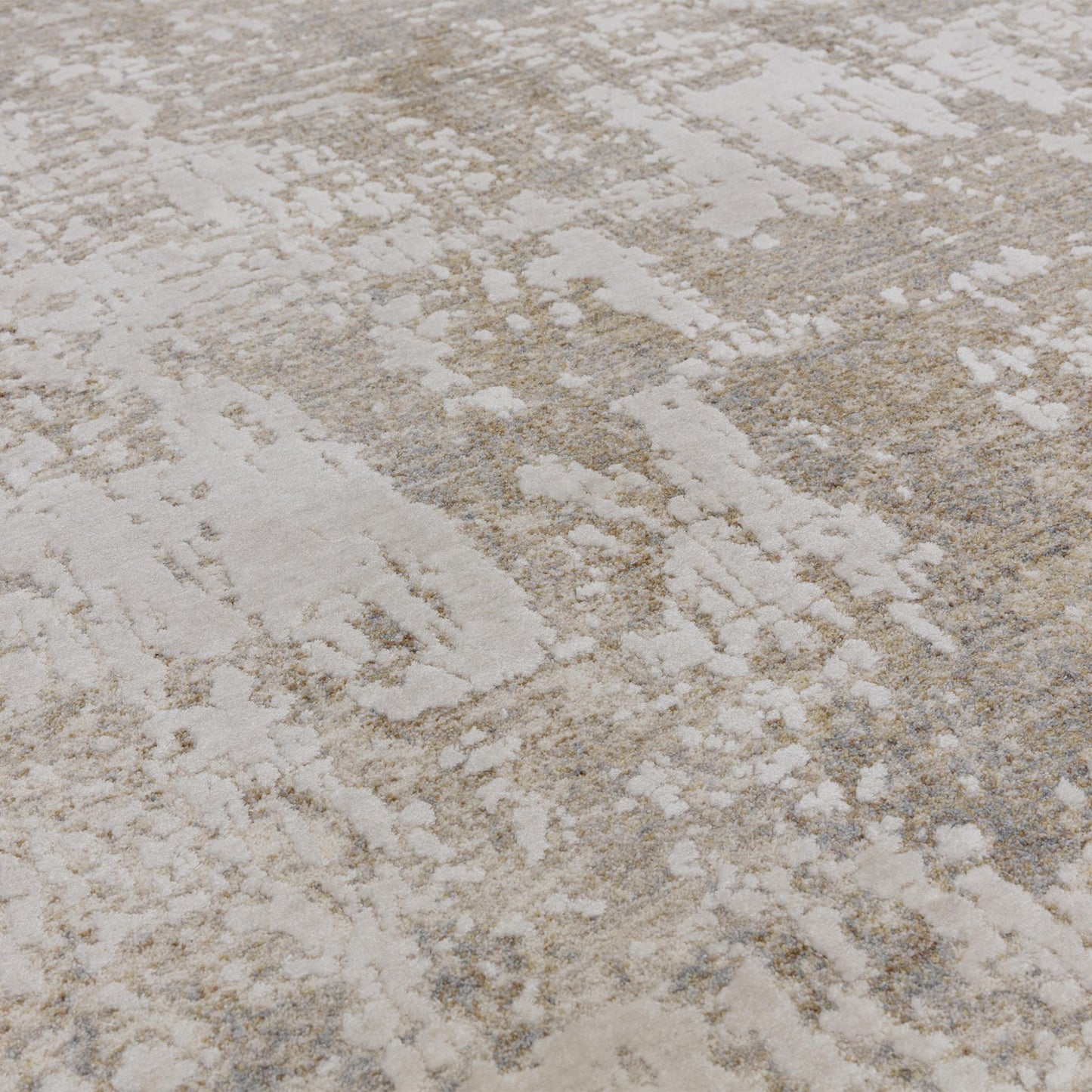 Sevilla 04 Nasrid Kurzflor Teppich Modern Abstrakt Soft Touch Seidiger Teppich in Beige Natur