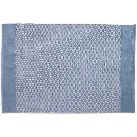 Hug Rug Woven Trellis Washable Indoor Outdoor Denim Blue