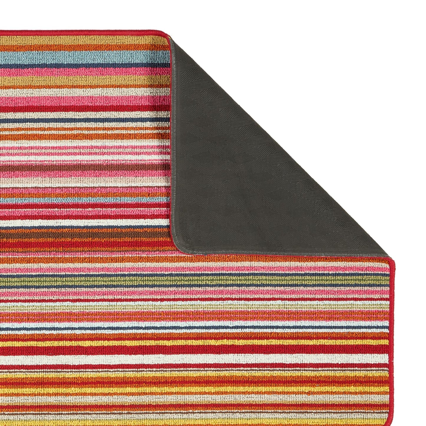 Washable Runner Rug Striped Multi Bright – Non-Slip Colourful Hallway Kitchen Mat
