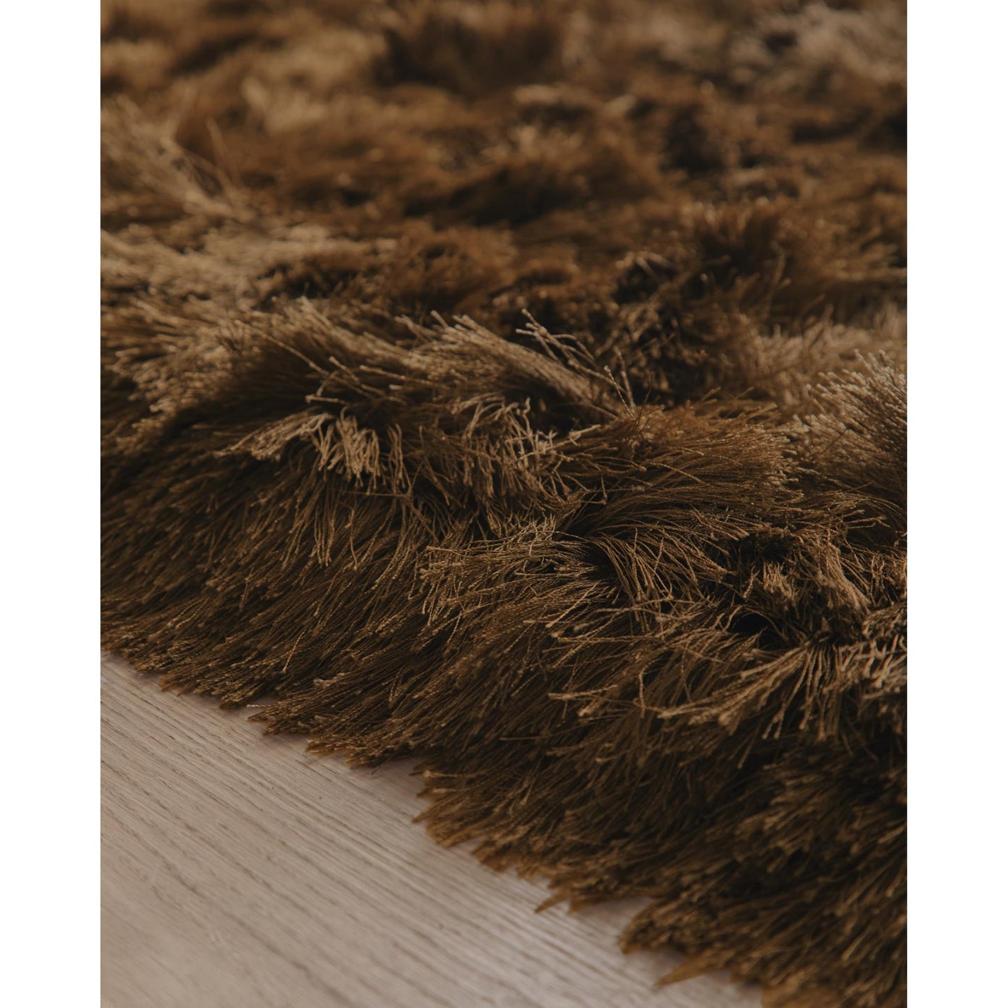 High Pile Shaggy Rug for Living Room Bedroom Modern Glamour Silky Shag Carpet – Mocha Brown