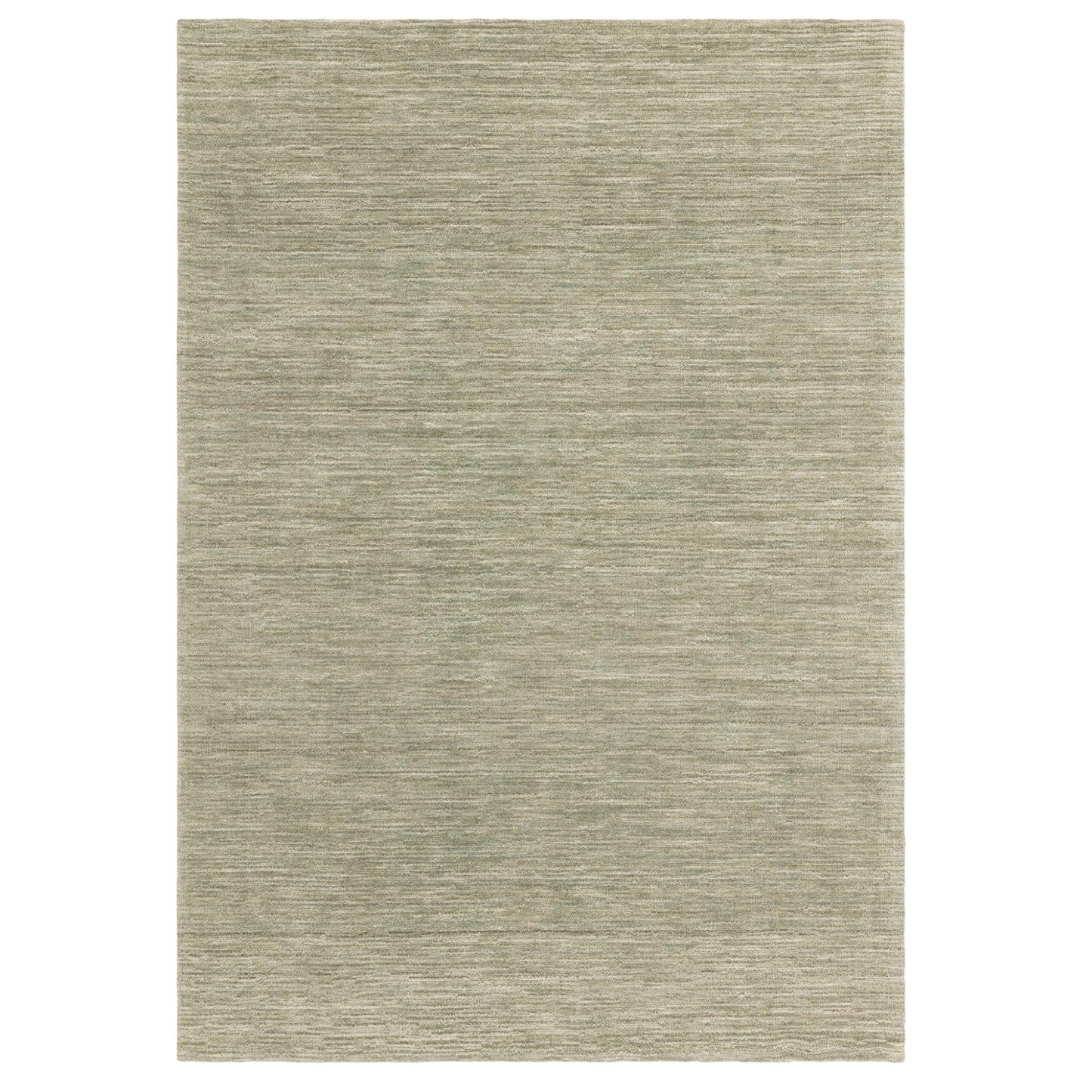 Hazy Pistachio Green Handwoven Rug – Tip-Sheared Finish Soft Wool Blend Plain Striped Carpet for Modern Interiors