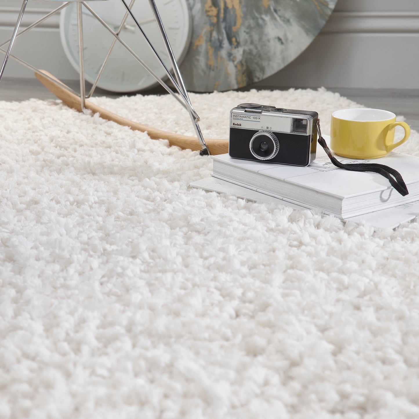 Origins Portland Modern Plain High Pile Super Soft Fluffy Shaggy Rug in Cream