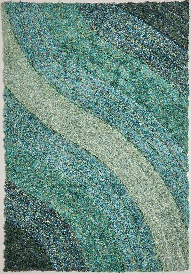 Lena Wave 3D Shaggy Rug – Blue – 160x230 cm Soft Plush High Pile Carpet