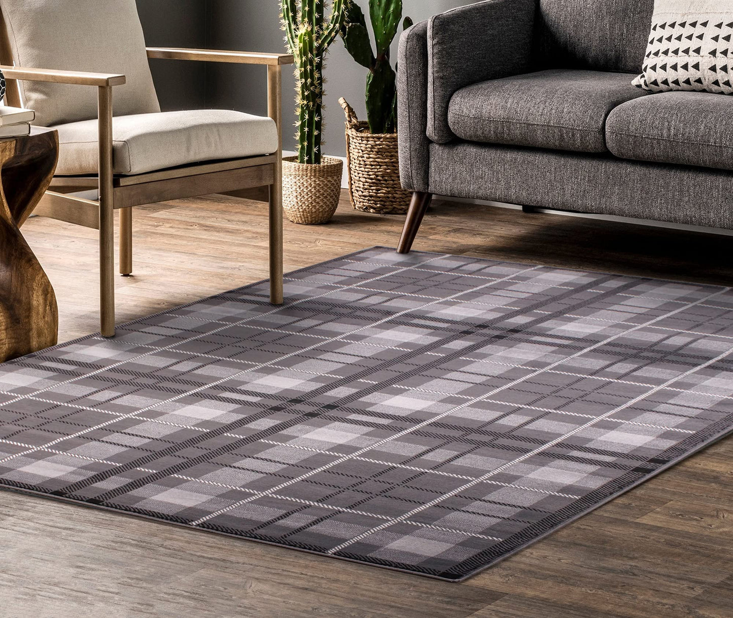 Tartan Rug for Living Room Bedroom Traditional Classic Tartan Check Design Soft Quality Rug Home Carpet