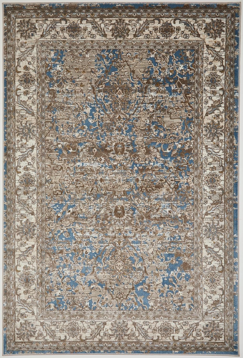 Bordered Blue 553A2 – Traditional Vintage Rug for Living Room, Dining Room, Bedroom