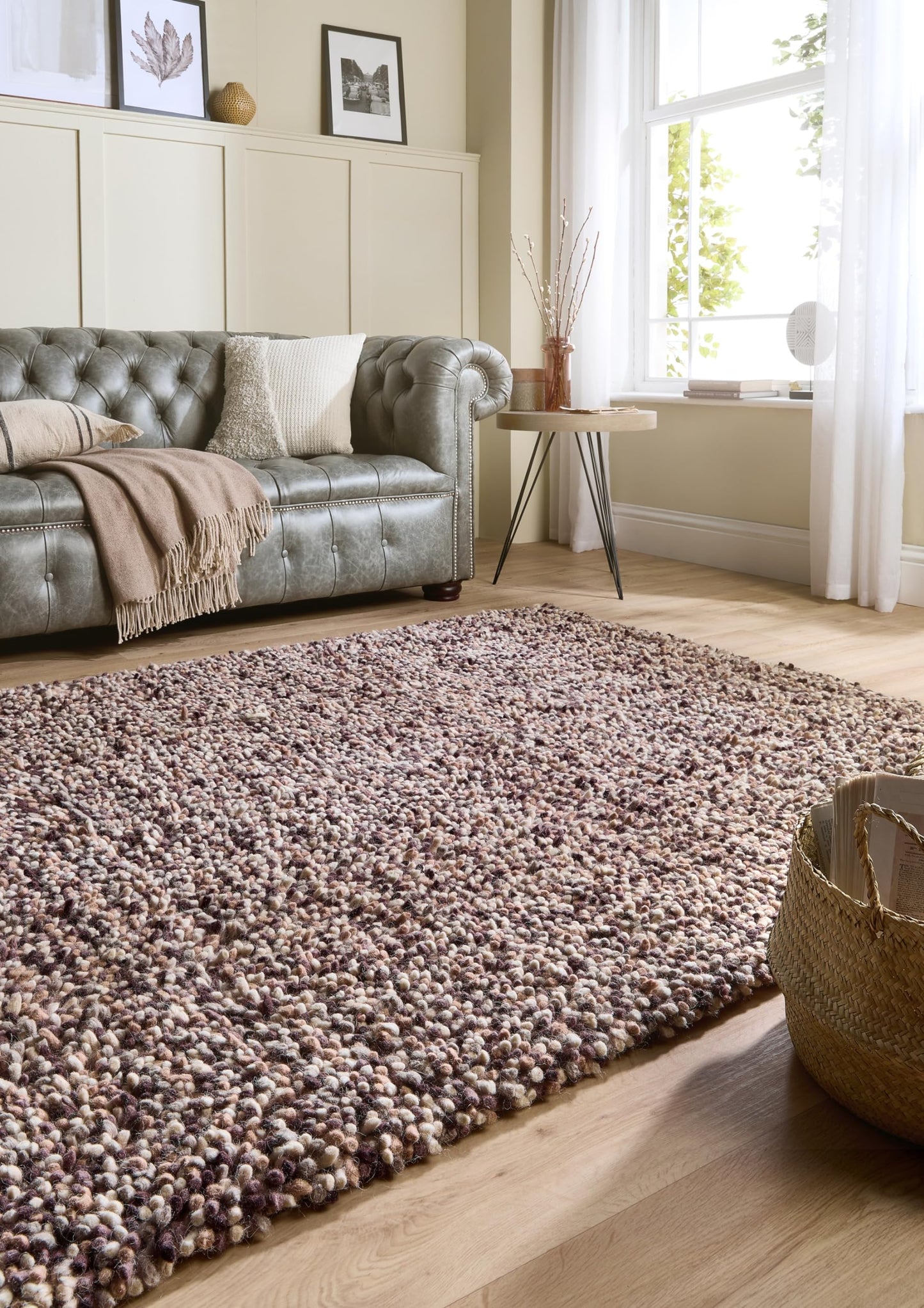 Origins Rocks Thick Tubular Pile Shaggy Rug Living Room Bedroom Hand Woven Soft Fluffy Luxurious Wool Area Rug