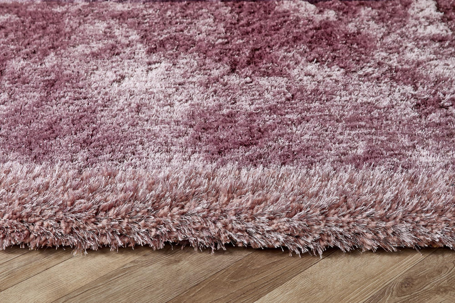Shaggy-Teppich mit schimmernder Bordüre, handgetuftet, moderner Teppich, weich, glänzend, seidig, flauschig, Plüschteppich