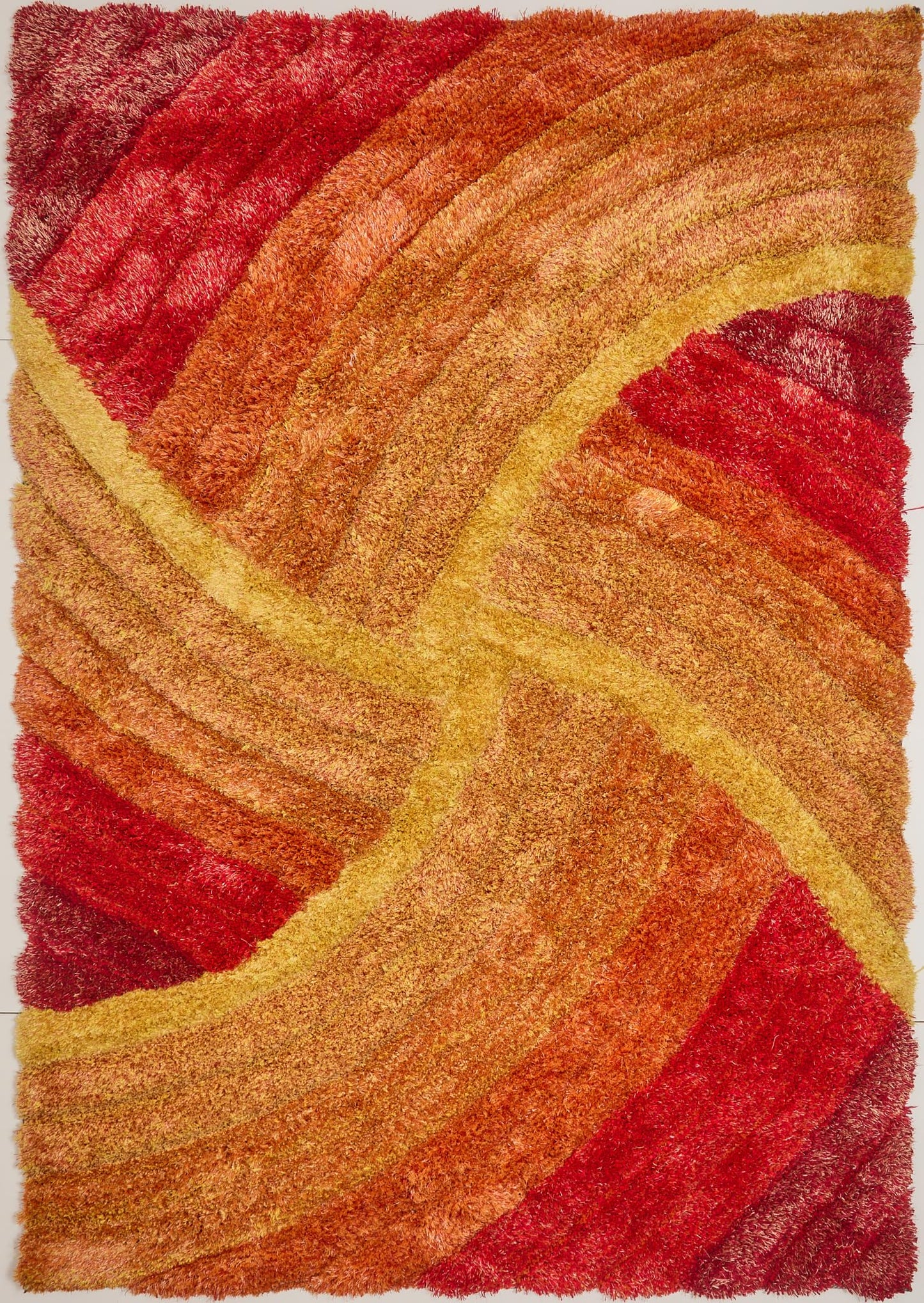 Hochflorteppich für Wohnzimmer, Schlafzimmer, Esszimmer, weicher Plüsch, flauschig, seidig, Stella-Wirbelmuster, 3D-Hochflorteppich in großer Größe, 160 x 230 cm (5'3" x 7'7")