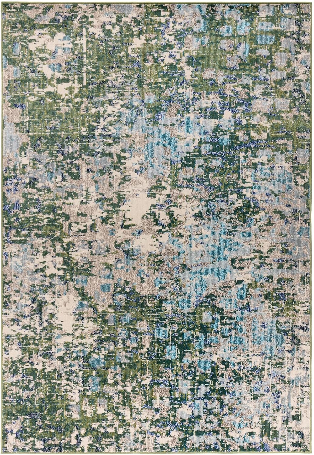 Colores Cloud Jungle CO09 Rug – Abstract Green Flatweave Carpet for Living Room, Bedroom, Kitchen, Kids Room