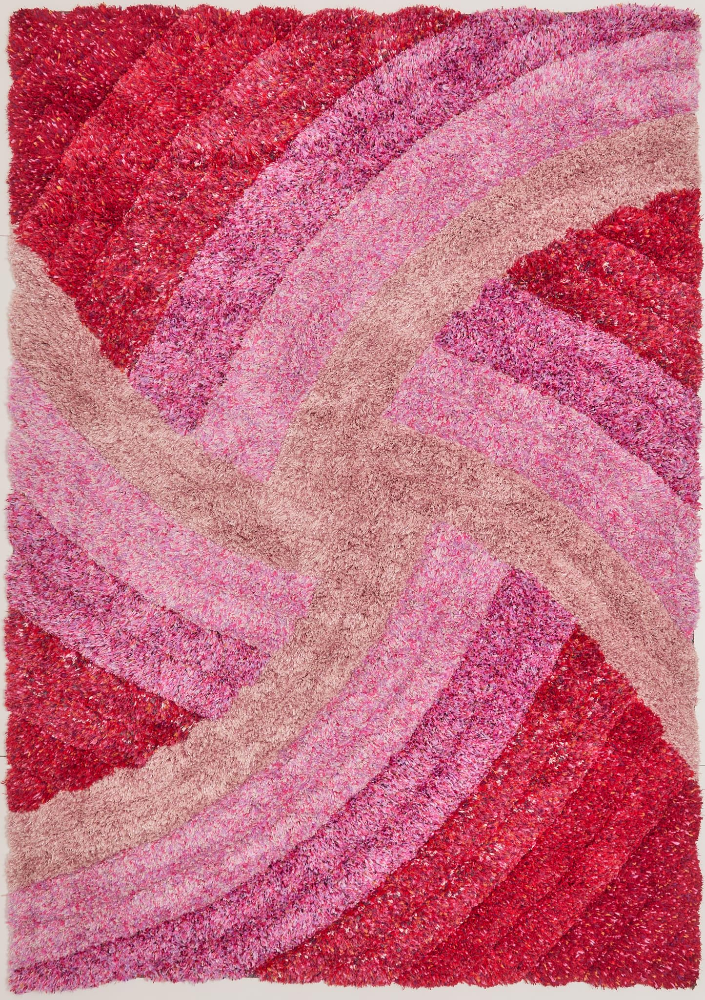 Hochflorteppich für Wohnzimmer, Schlafzimmer, Esszimmer, weicher Plüsch, flauschig, seidig, Stella-Wirbelmuster, 3D-Hochflorteppich in großer Größe, 160 x 230 cm (5'3" x 7'7")