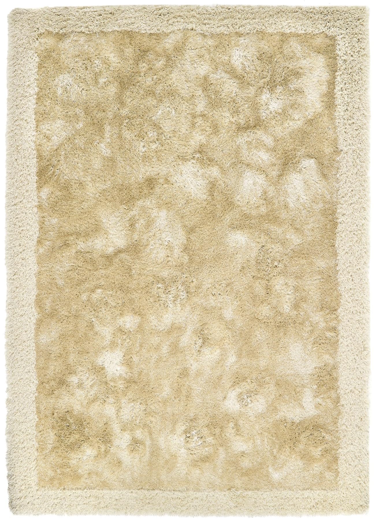 Shaggy-Teppich mit schimmernder Bordüre, handgetuftet, moderner Teppich, weich, glänzend, seidig, flauschig, Plüschteppich