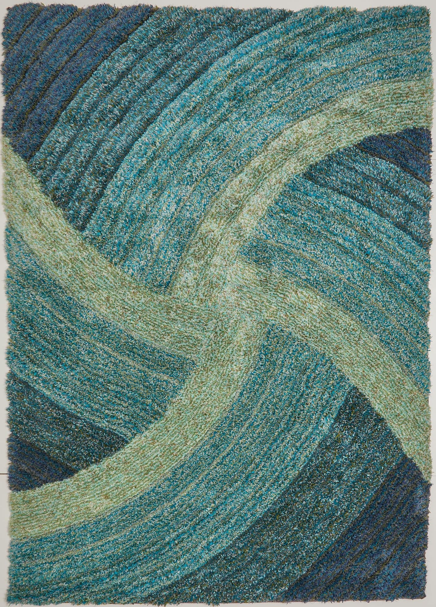 Hochflorteppich für Wohnzimmer, Schlafzimmer, Esszimmer, weicher Plüsch, flauschig, seidig, Stella-Wirbelmuster, 3D-Hochflorteppich in großer Größe, 160 x 230 cm (5'3" x 7'7")