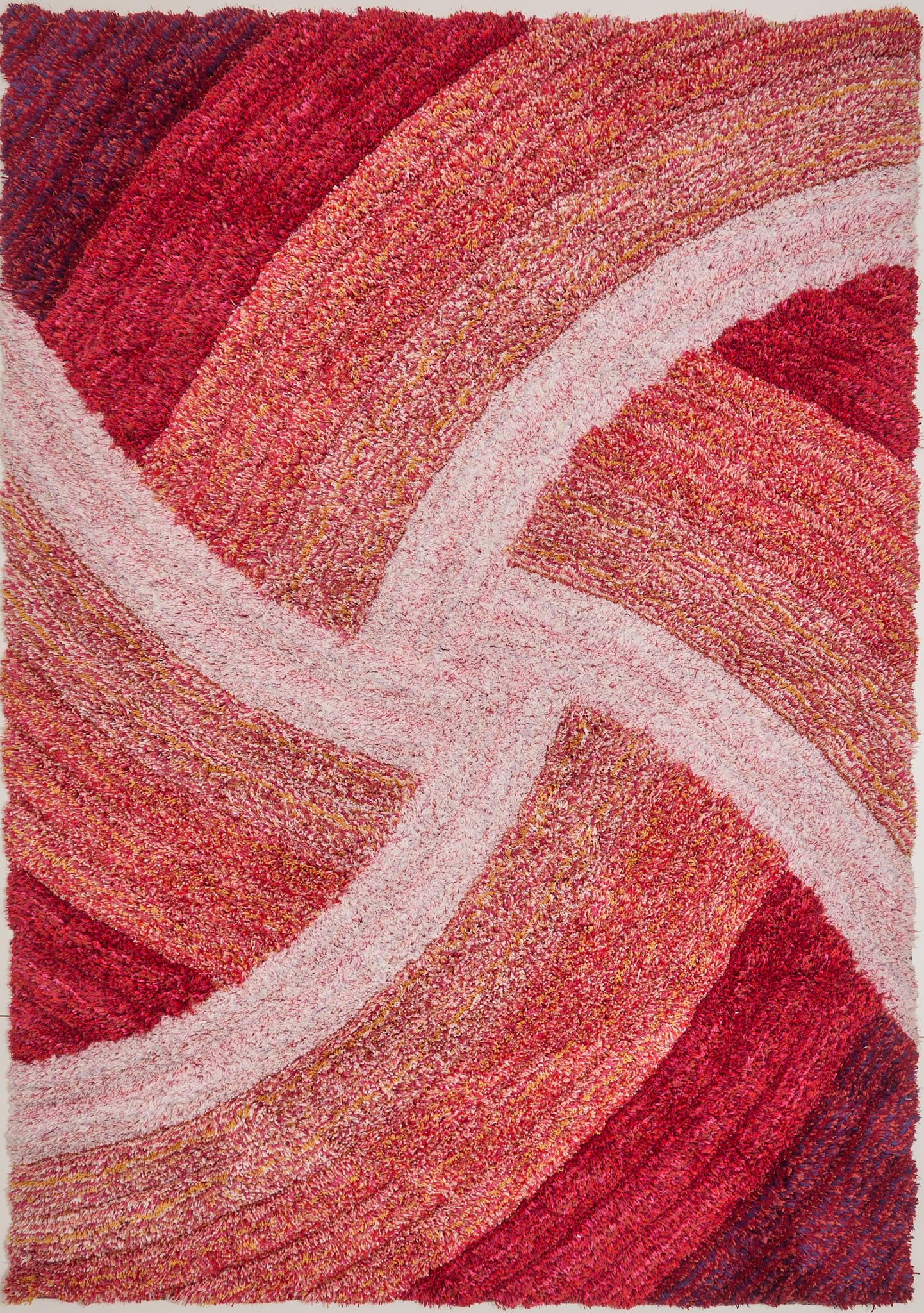 Hochflorteppich für Wohnzimmer, Schlafzimmer, Esszimmer, weicher Plüsch, flauschig, seidig, Stella-Wirbelmuster, 3D-Hochflorteppich in großer Größe, 160 x 230 cm (5'3" x 7'7")