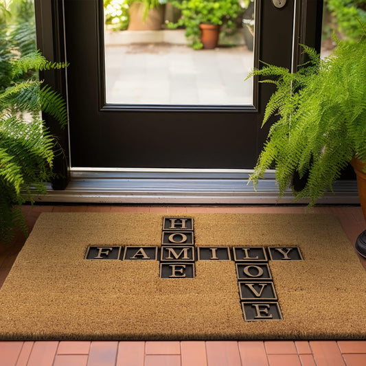 Welcome Greetings Doormat for Door Entrance Homes Garden Outdoor Natural Coir Durable Mud Stopper Dirt Trapper Floor Mat Anti-Slip Doormat