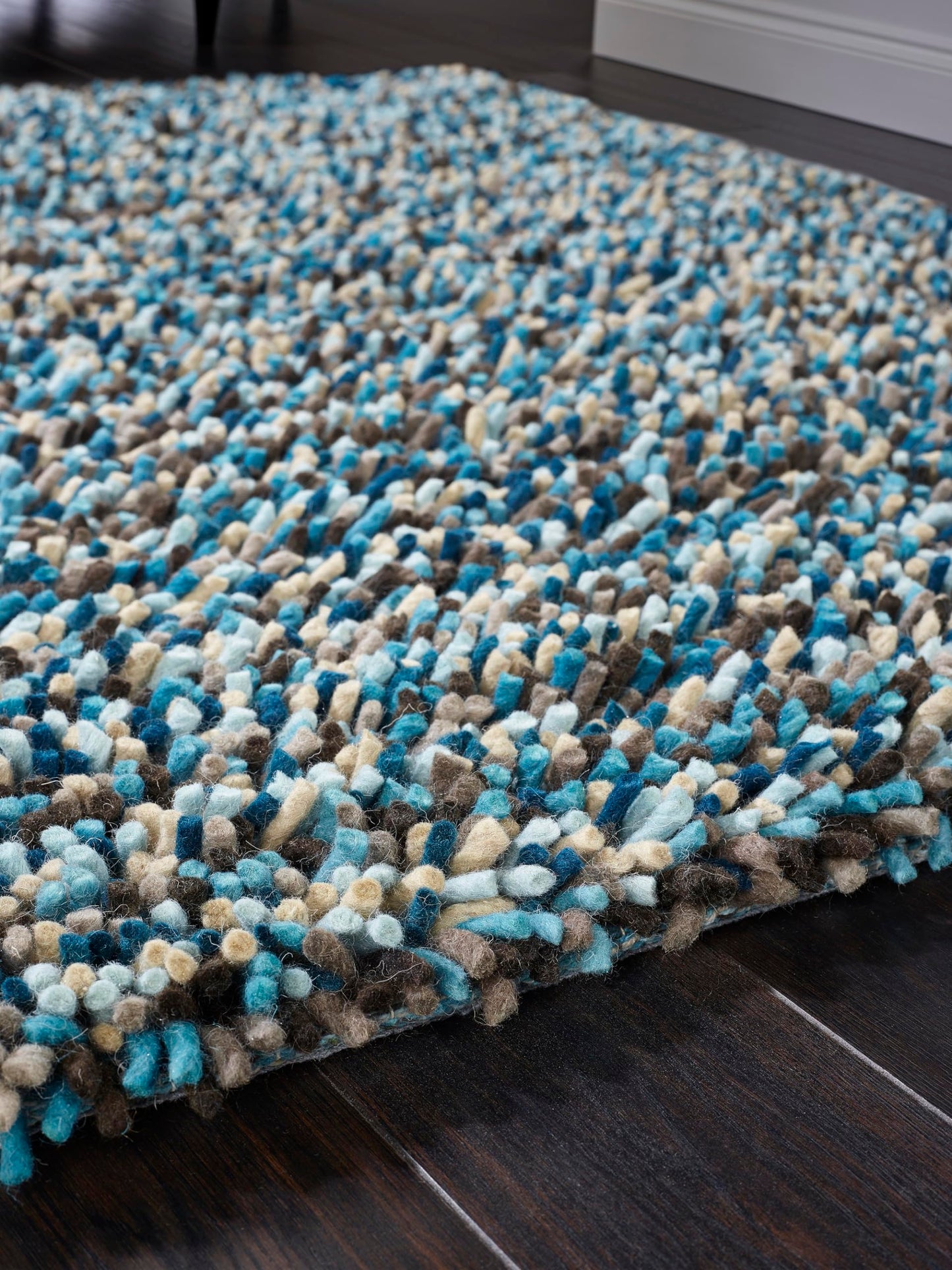 Origins Rocks Thick Tubular Pile Shaggy Rug Living Room Bedroom Hand Woven Soft Fluffy Luxurious Wool Area Rug