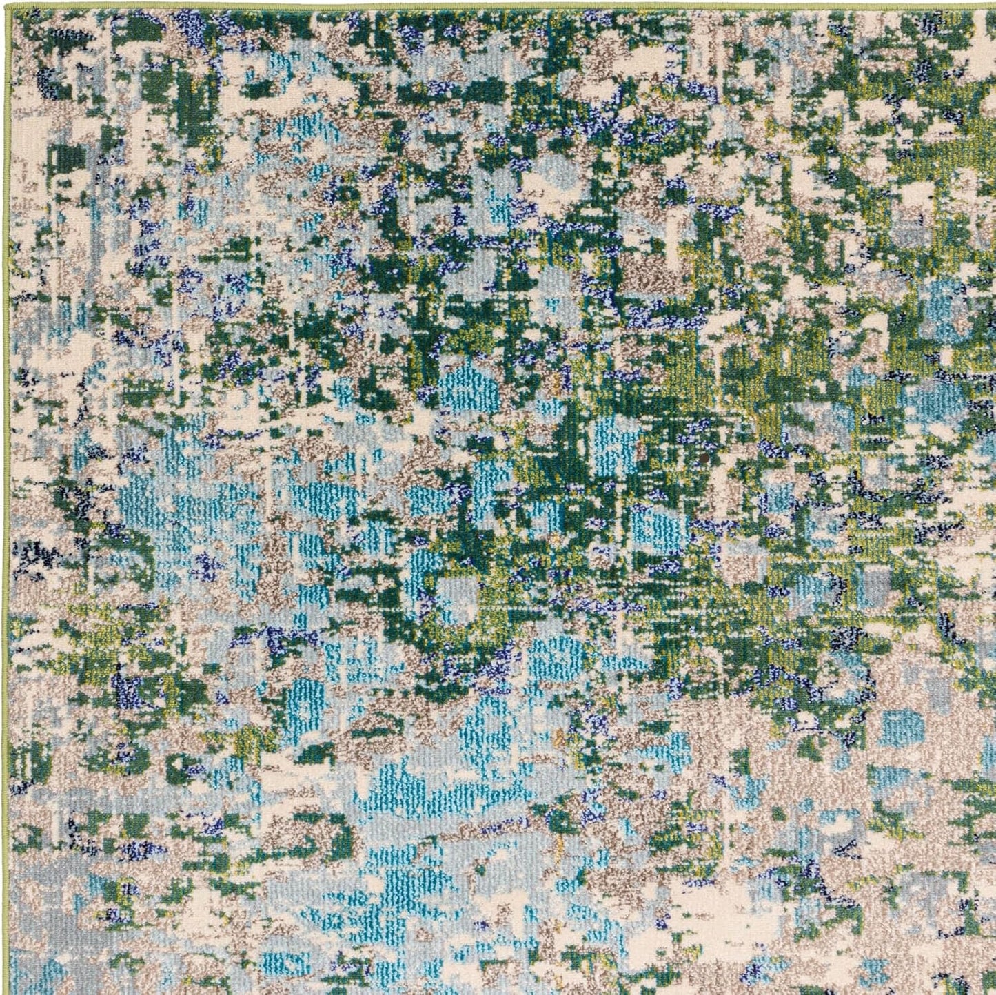 Colores Cloud Jungle CO09 Rug – Abstract Green Flatweave Carpet for Living Room, Bedroom, Kitchen, Kids Room