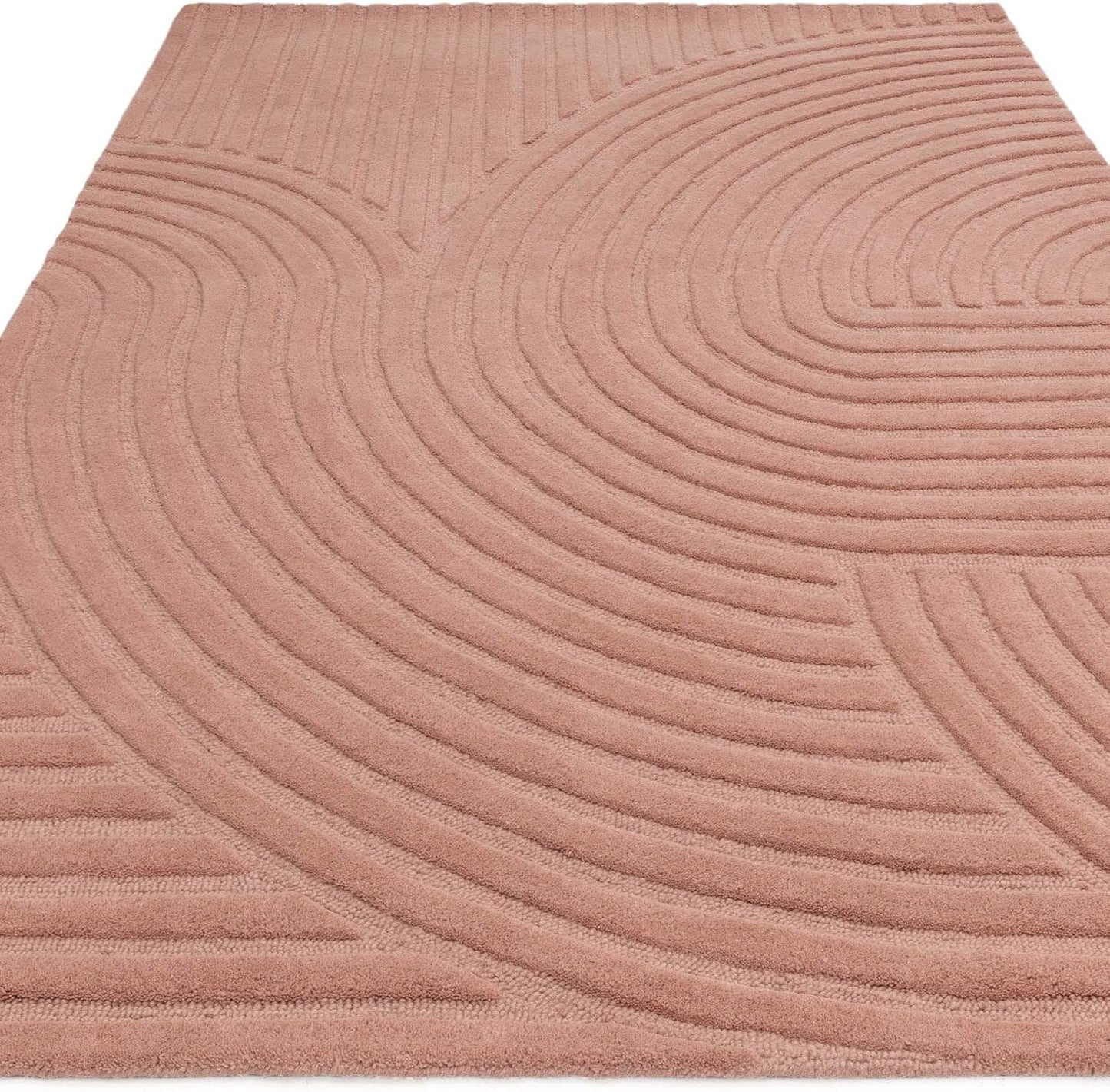 Handmade Wool Rug Geometric Modern Classic Soft Luxury – Hague Blush Pink