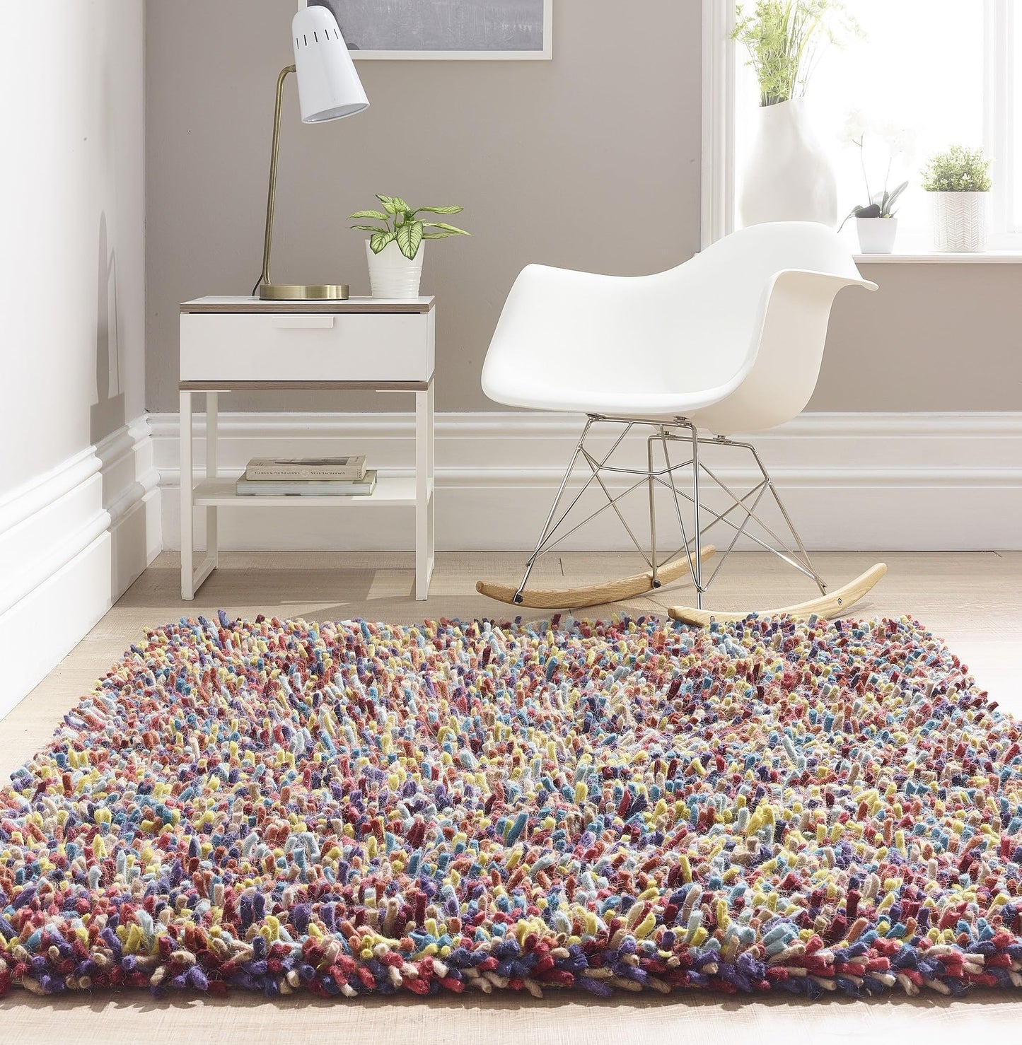 Origins Rocks Thick Tubular Pile Shaggy Rug Living Room Bedroom Hand Woven Soft Fluffy Luxurious Wool Area Rug