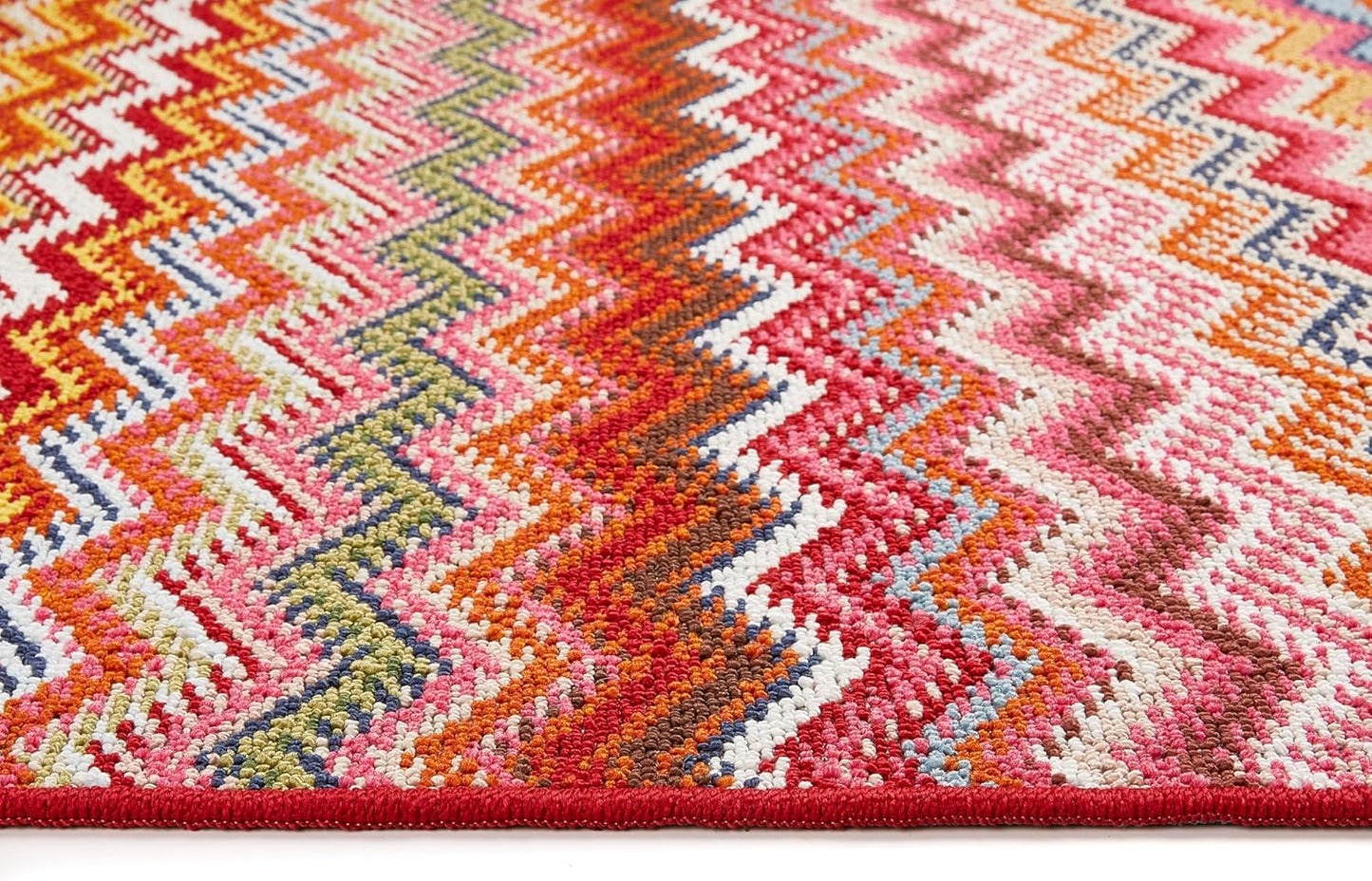 Waschbarer Läuferteppich Zig Zag Multi Bright – Rutschfeste, farbenfrohe Flur- und Küchenmatte