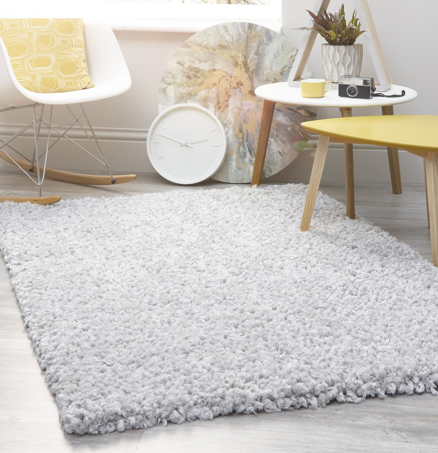 Origins Portland Modern Plain High Pile Super Soft Fluffy Shaggy Rug in Grey