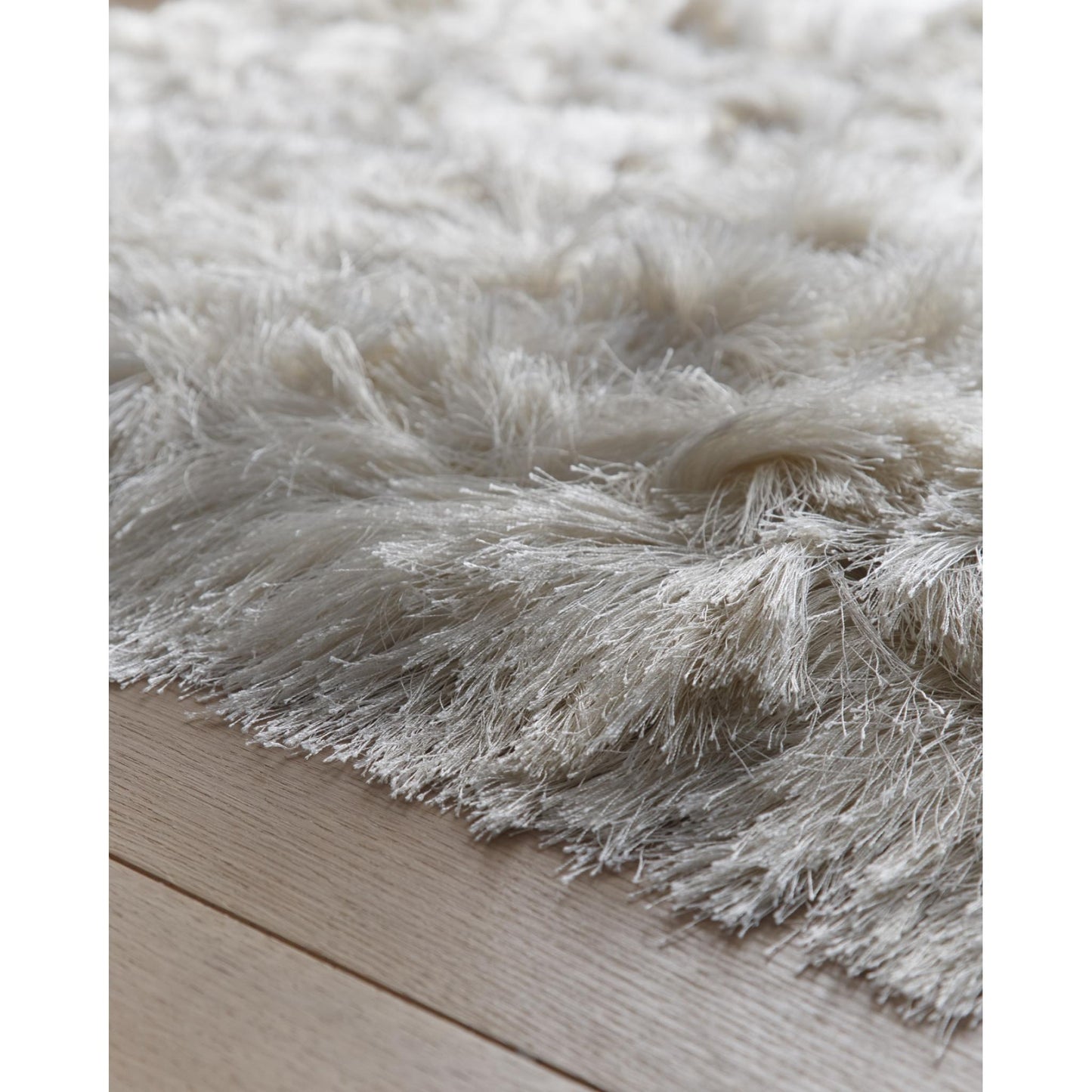 High Pile Shaggy Rug for Living Room Bedroom Modern Glamour Silky Shag Carpet – Ivory