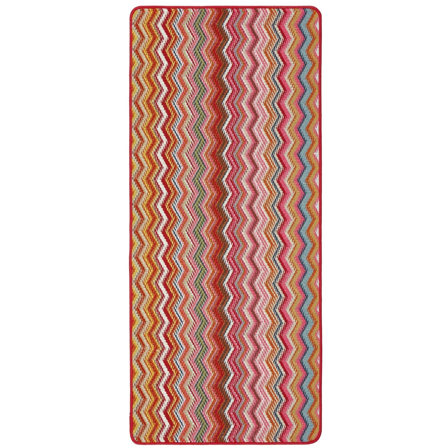 Waschbarer Läuferteppich Zig Zag Multi Bright – Rutschfeste, farbenfrohe Flur- und Küchenmatte