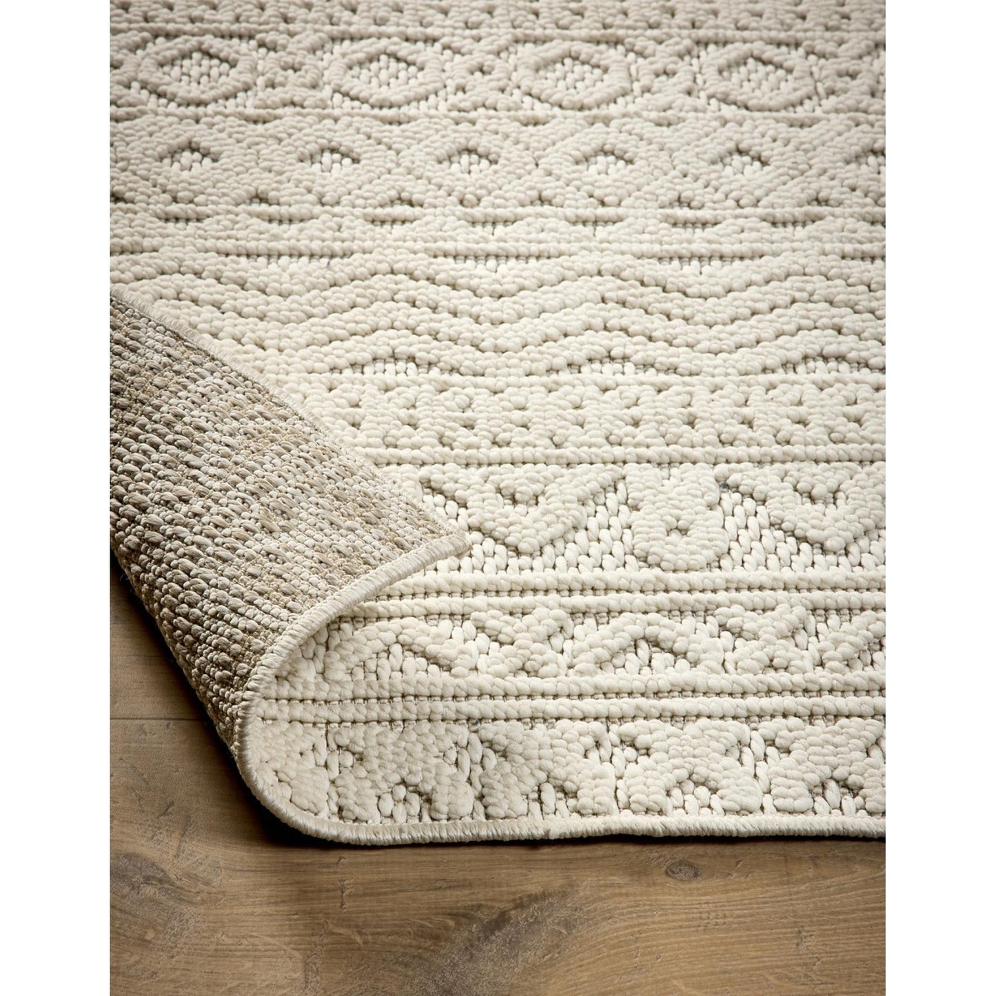 Atlas Graphic Tribal Geometric Teppich – Creme – Flachgewebe-Teppich für drinnen und draußen, strapazierfähig