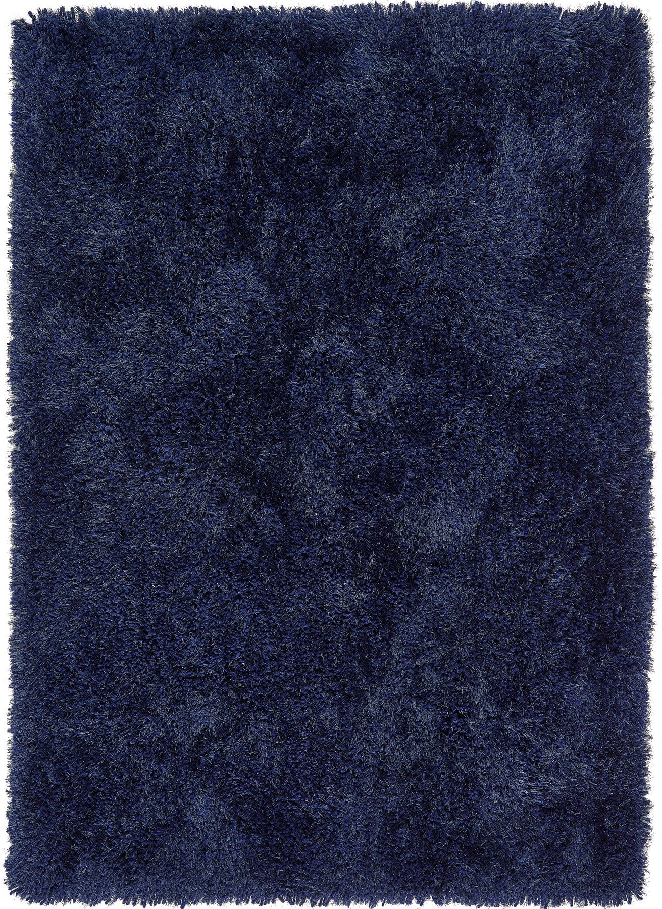 Chicago Shaggy Modern Plain Rug Hallway Runner in Indigo Blue