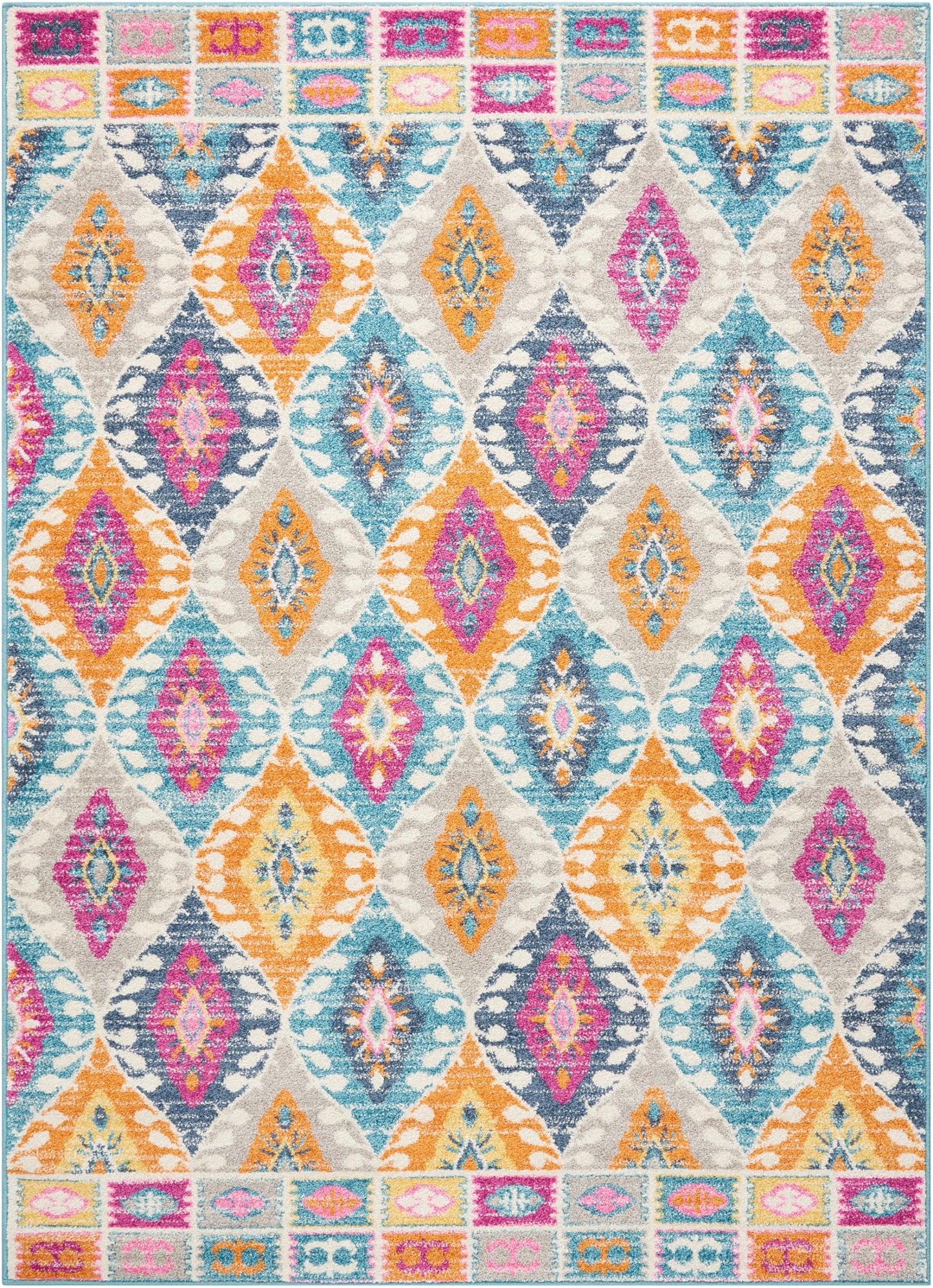 Passion Mehrfarbiger Teppich für Wohnzimmer, Schlafzimmer, Esszimmer, Rauten-geometrischer Teppich, modern, bohemianisch, traditionell, PSN02, Kaleidoskop-Farben