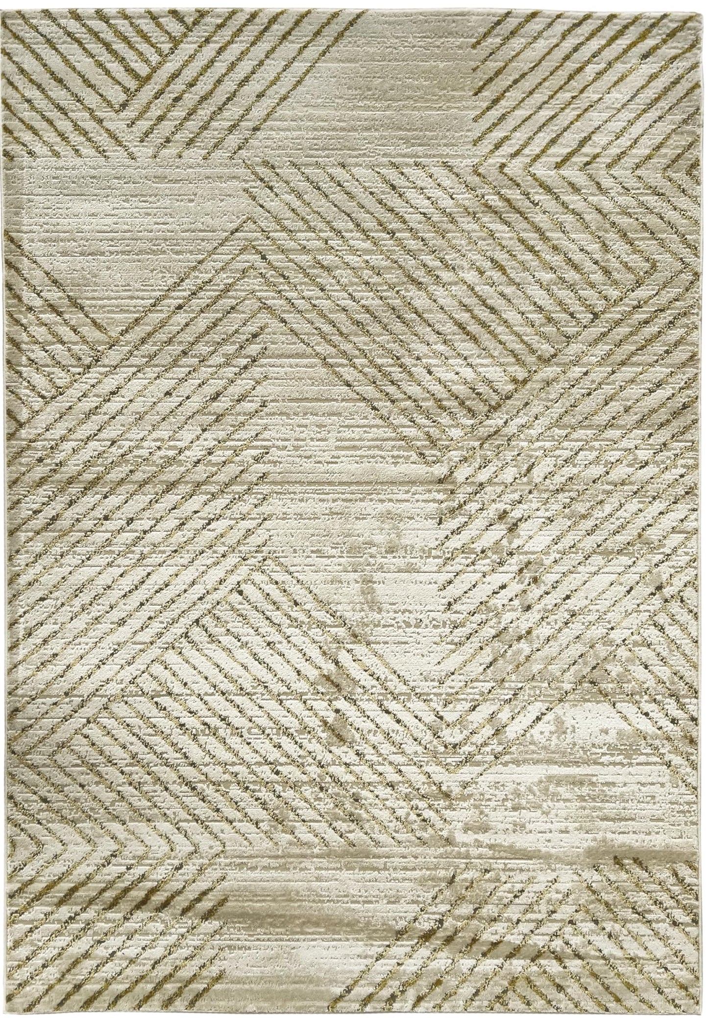 Modern Abstract Rug for Living Room Bedroom Dining Room Chic Geometric Soft Silky Short Pile Gold Ivory White Rug