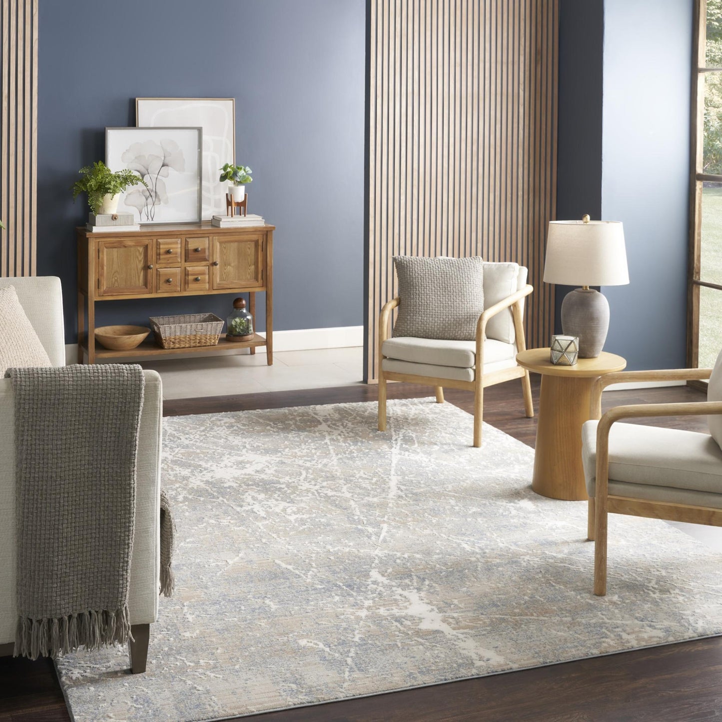 Exhale Rug for Living Room, Bedroom, Dining Room Modern Abstract Marble Distressed Look Soft Cosy Rug