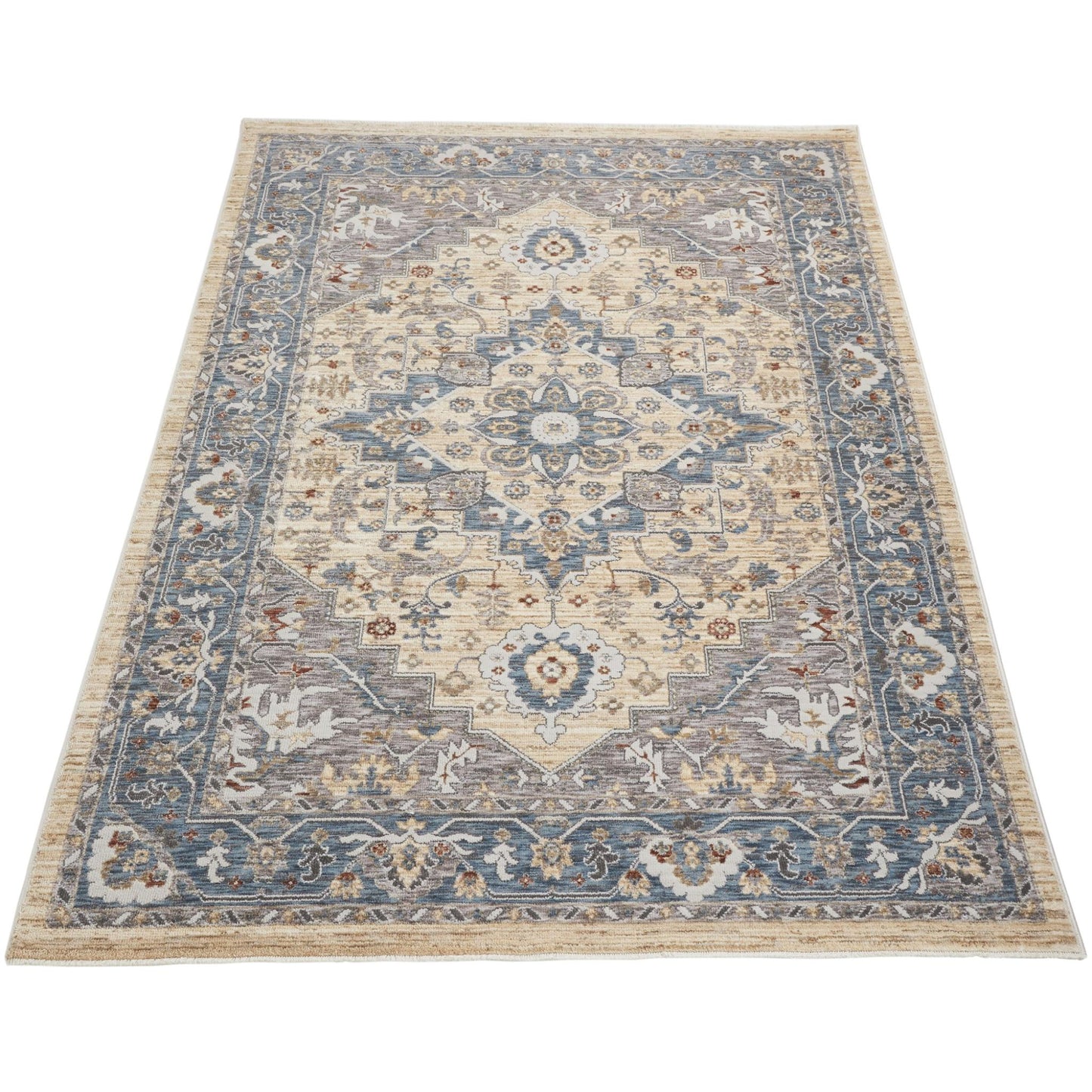 Legacy Traditional Classic Rug for Living Room, Bedroom, Lounge, Million Point Textured Bordered Oriental Soft Velvety Area Rug