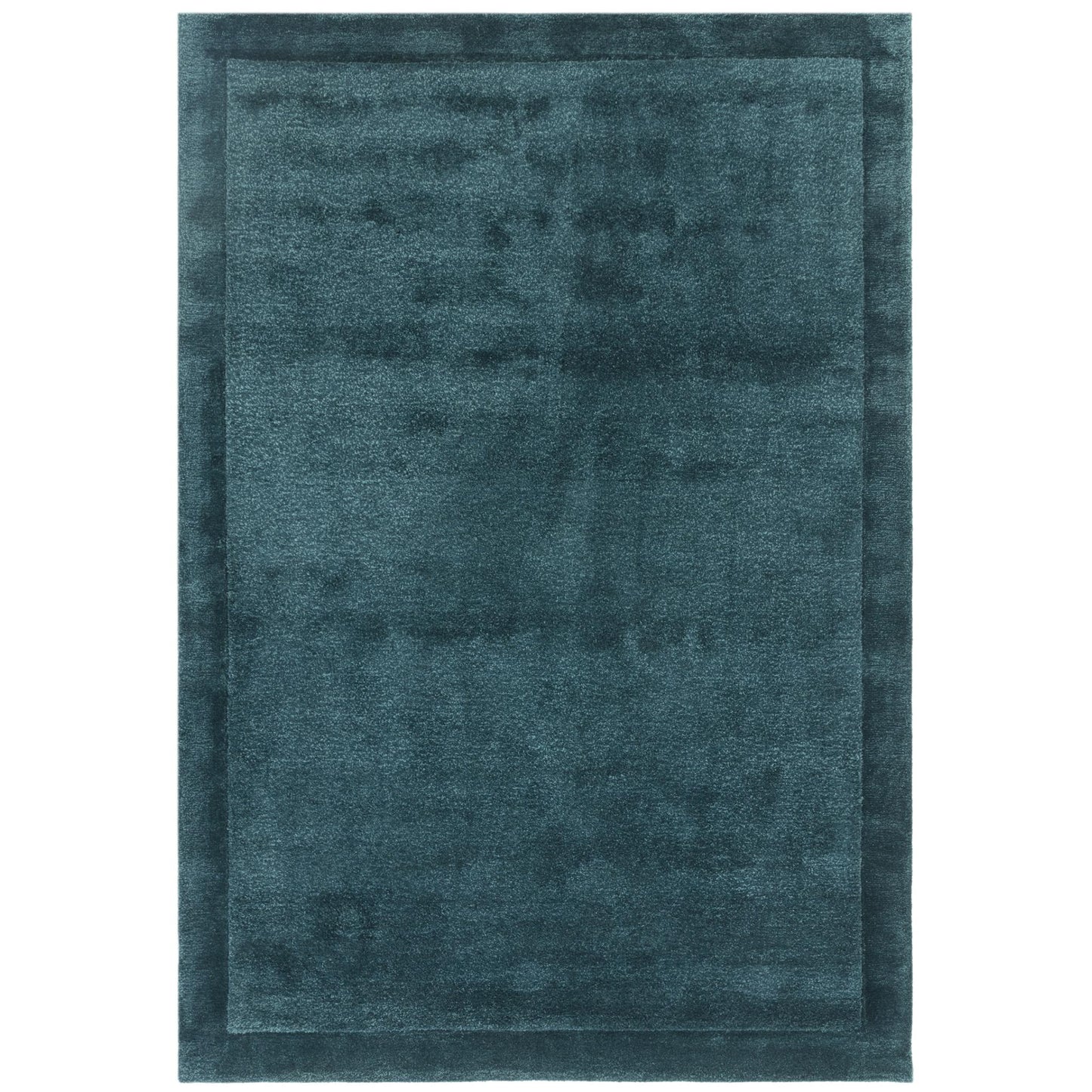 Rise Plain Handgeschnitzter seidig glänzender Woll-Viskose-Teppich in Blaugrün, groß, 160 x 230 cm (5'3" x 7'7")