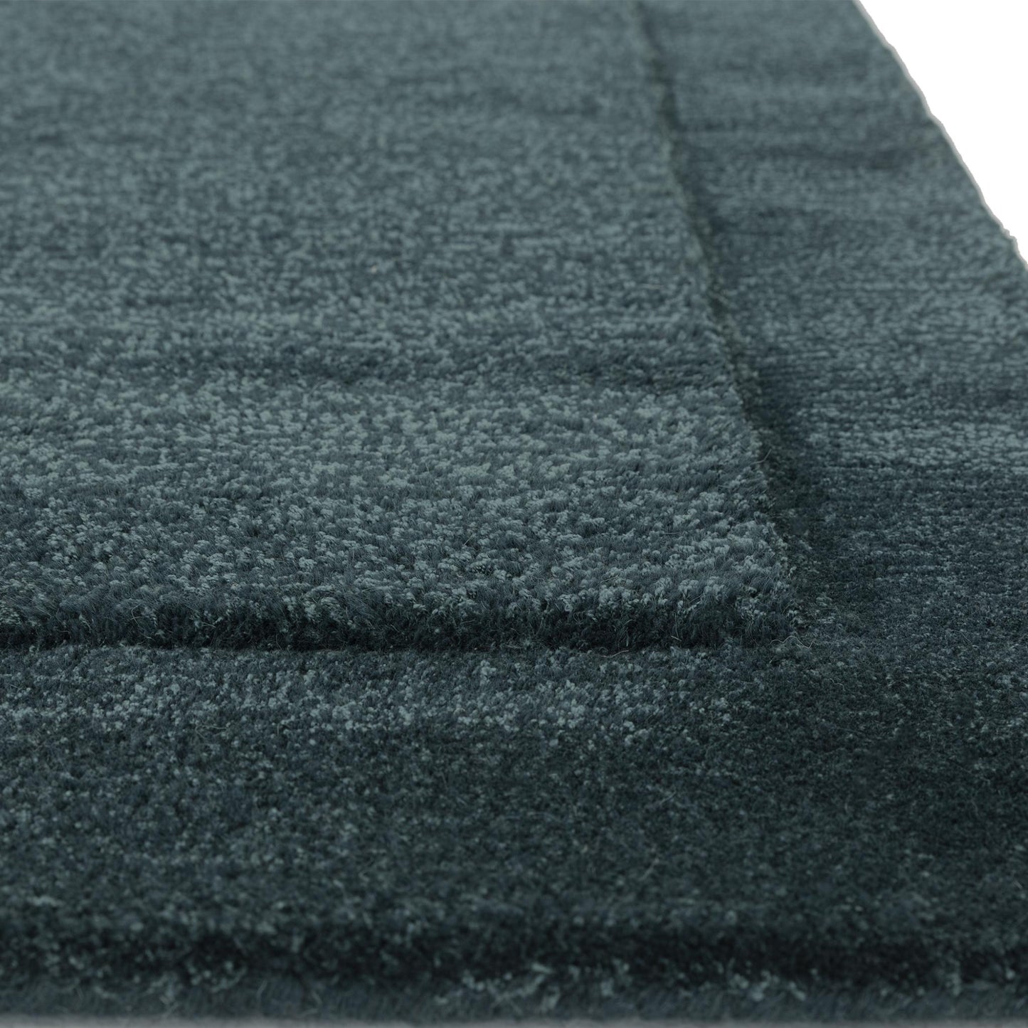 Rise Plain Handgeschnitzter seidig glänzender Woll-Viskose-Teppich in Blaugrün, groß, 160 x 230 cm (5'3" x 7'7")