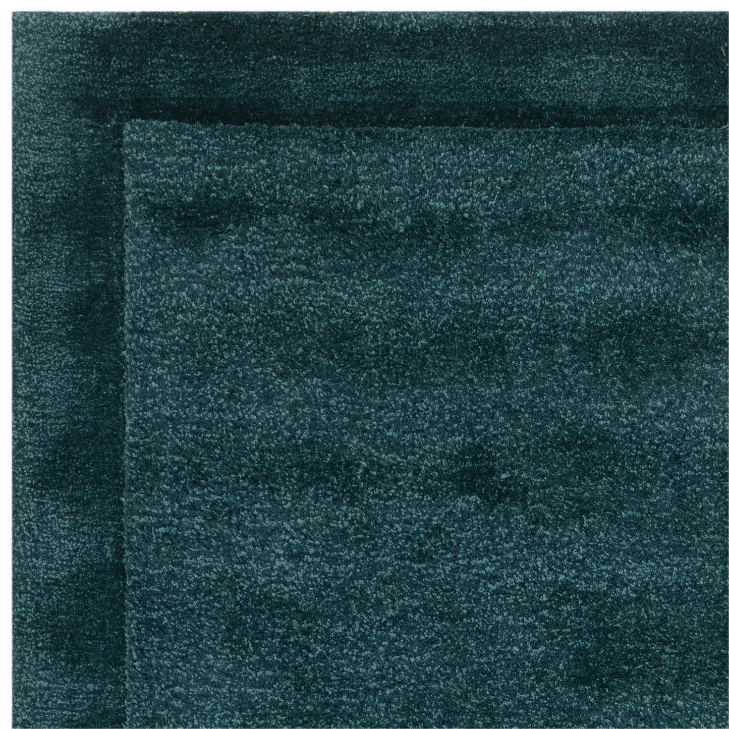 Rise Plain Handgeschnitzter seidig glänzender Woll-Viskose-Teppich in Blaugrün, groß, 160 x 230 cm (5'3" x 7'7")