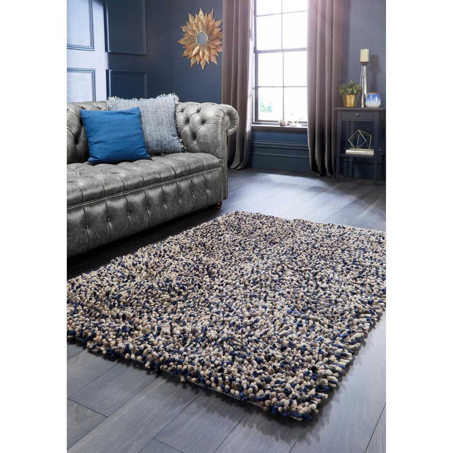 Origins Rocks Thick Tubular Pile Shaggy Rug Living Room Bedroom Hand Woven Soft Fluffy Luxurious Wool Area Rug