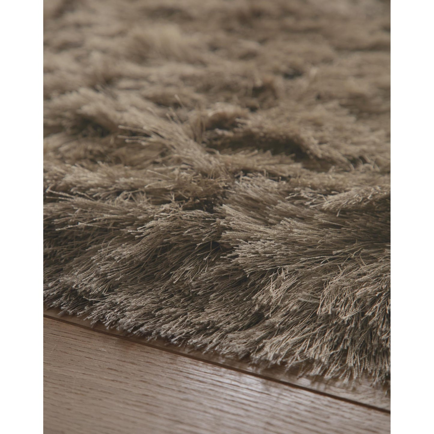 High Pile Shaggy Rug for Living Room Bedroom Modern Glamour Silky Shag Carpet – Mink