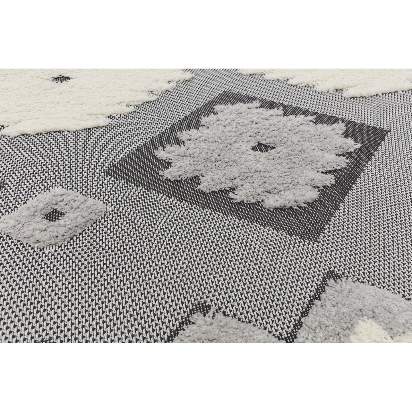 The Monty MN01 Tribal Diamond Flatweave – Premium Indoor & Outdoor Rug in Charcoal & Cream