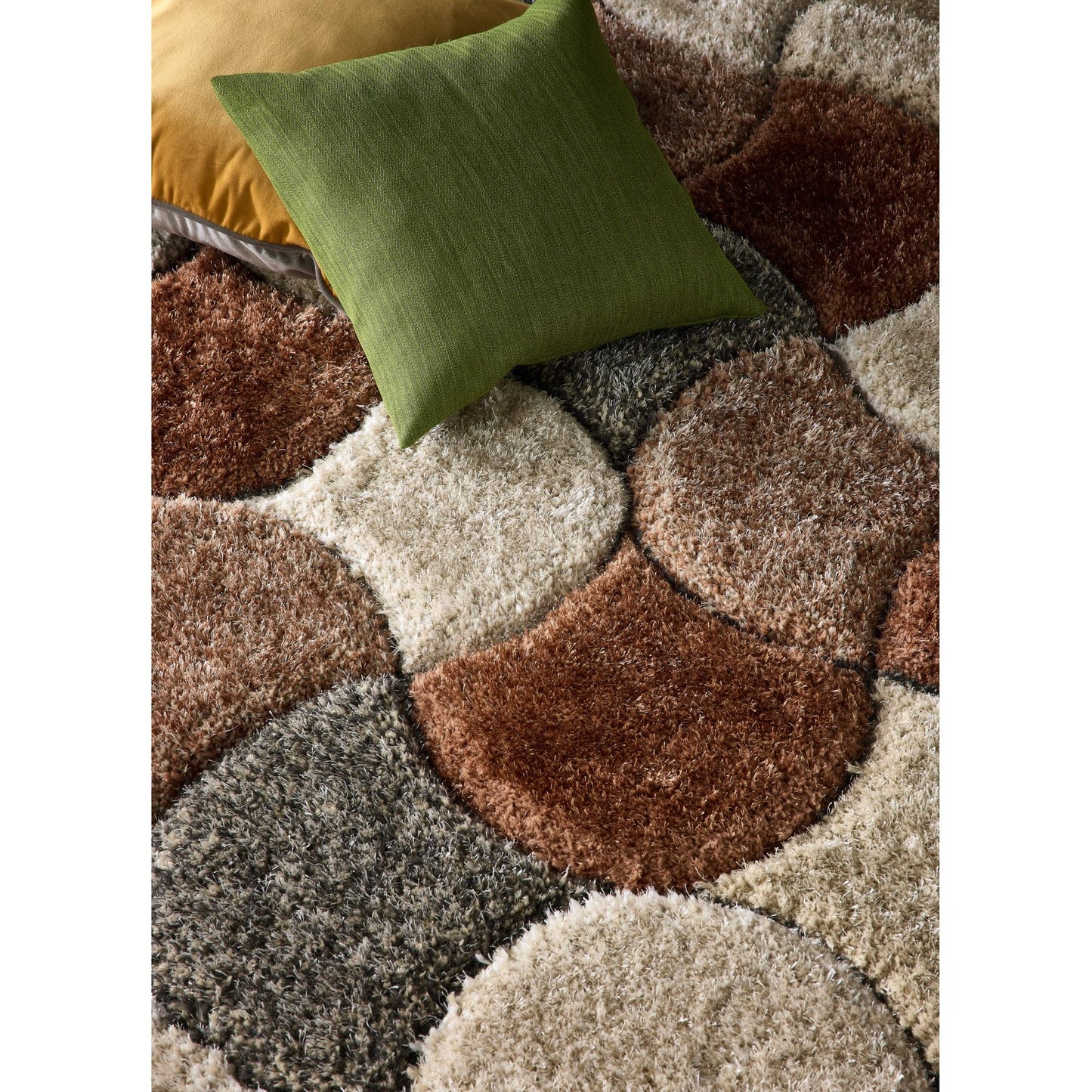 3D-Zottelteppich mit Muschelmuster für Wohnzimmer und Schlafzimmer, weich, seidig, flauschig, dicker Flor, Terrakotta