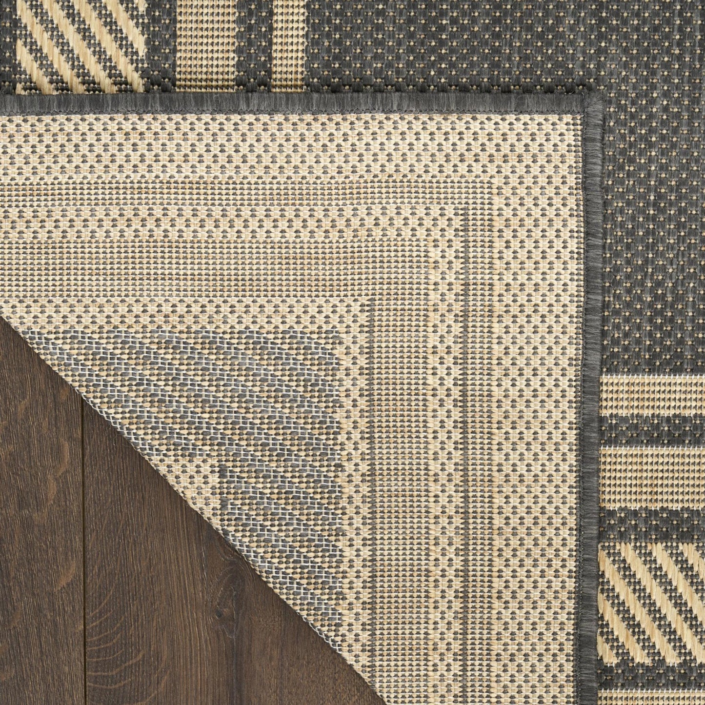 Horizon HOZ03 Modern Bordered Charcoal Grey Indoor & Outdoor Flatweave Rug