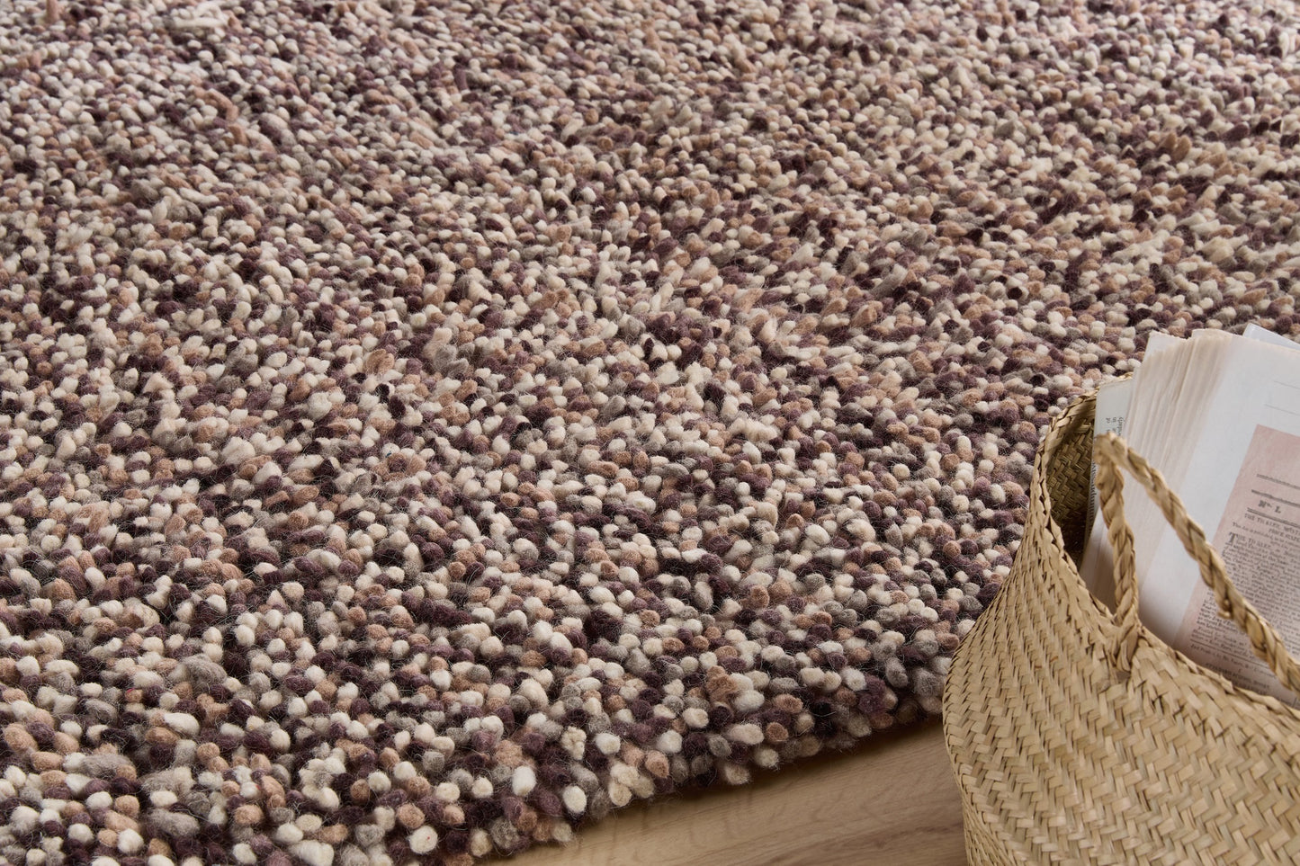 Origins Rocks Shaggy Handgewebte Langflor-Teppiche aus Wolle in Natur