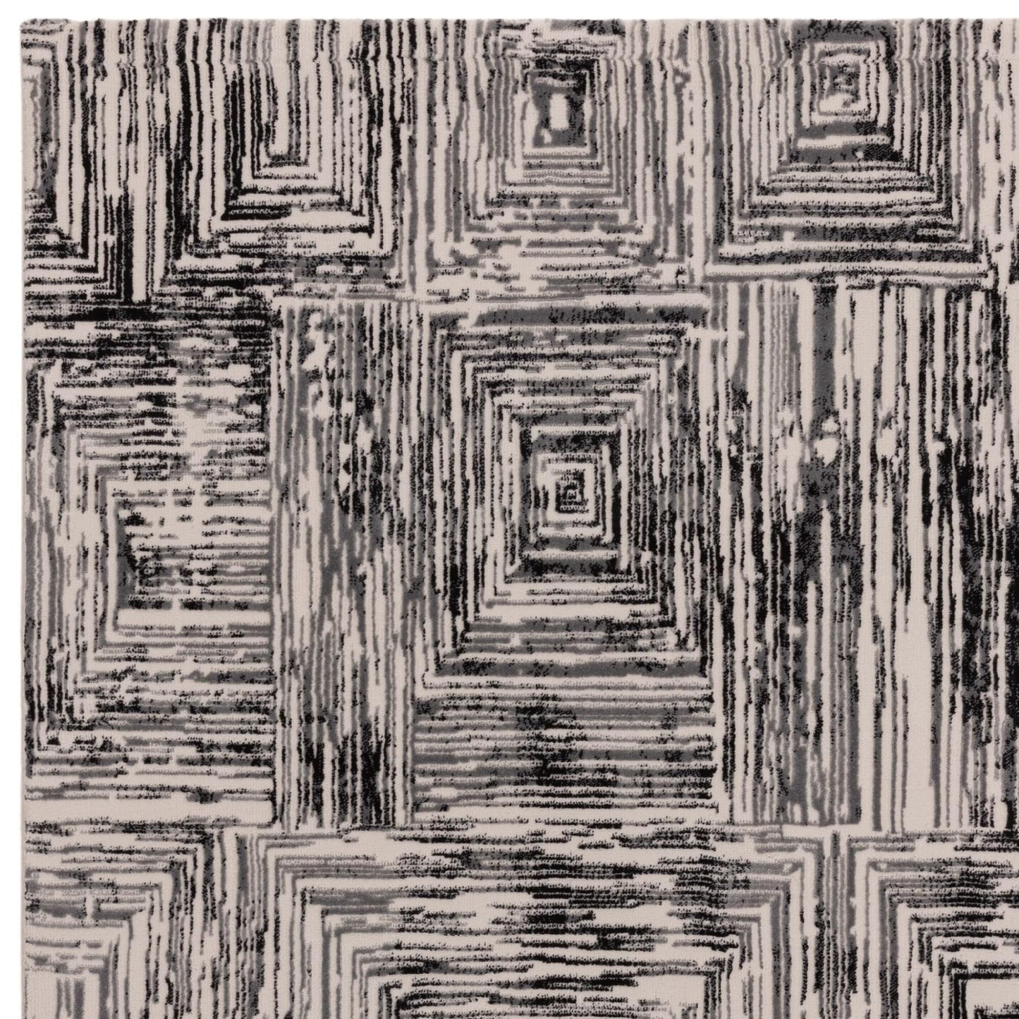 Kuza Portrait Rug – Grey– Elegant Textured High-Low Pile Carpet