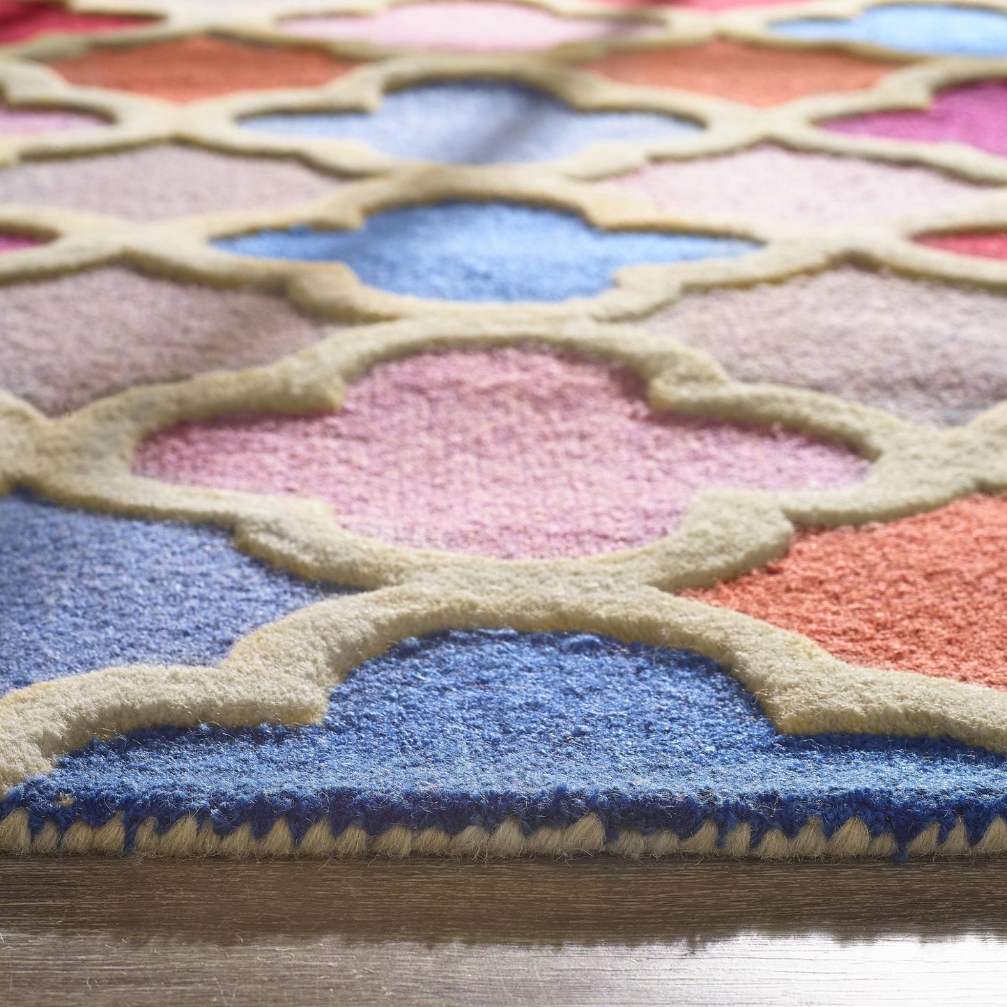 Origins Modern Trellis 3D Hand Tufted Wool Geometric Rug in Multi Colours Medium 120x170 cm (4'x5'6")