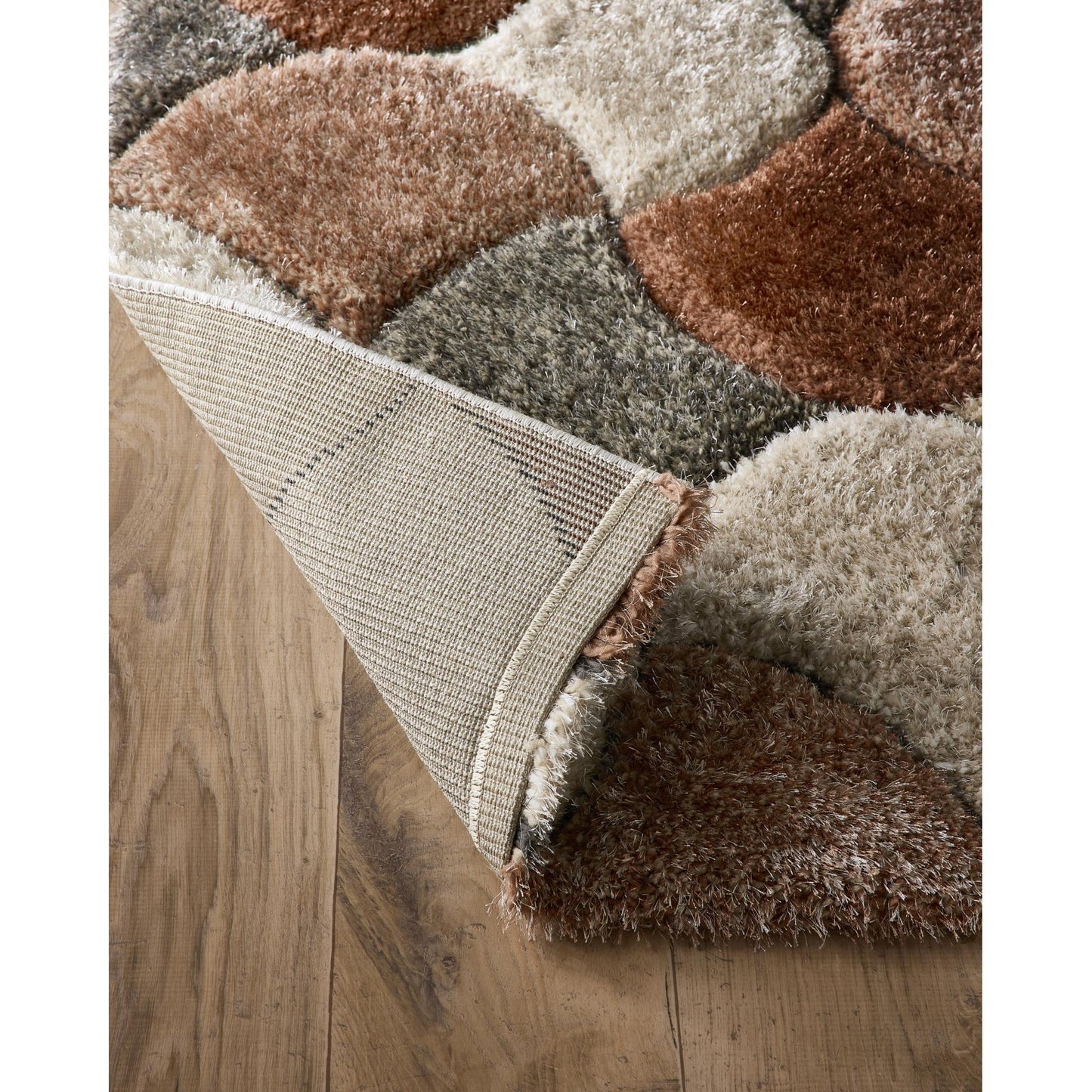 3D-Zottelteppich mit Muschelmuster für Wohnzimmer und Schlafzimmer, weich, seidig, flauschig, dicker Flor, Terrakotta