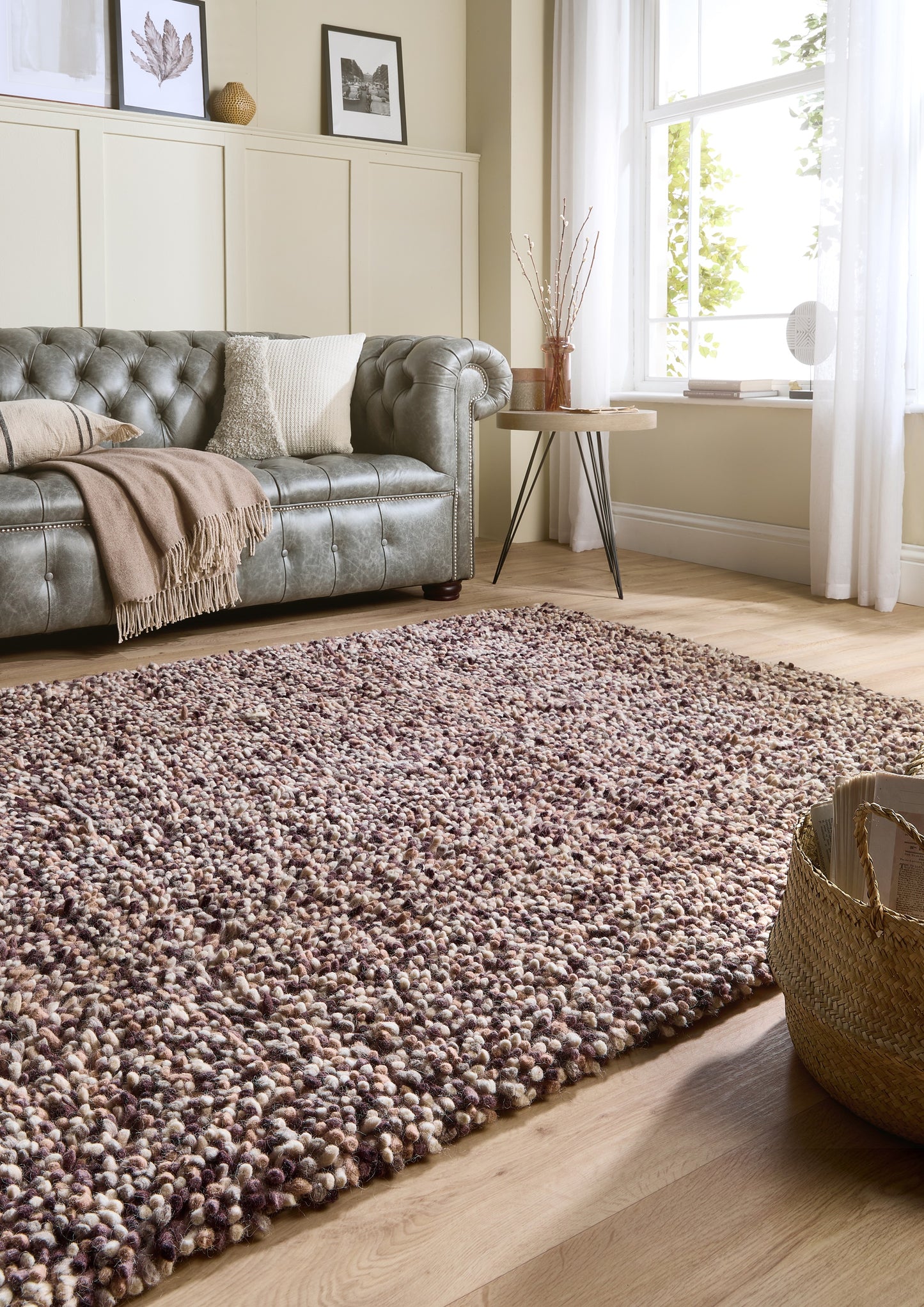 Origins Rocks Shaggy Handgewebte Langflor-Teppiche aus Wolle in Natur