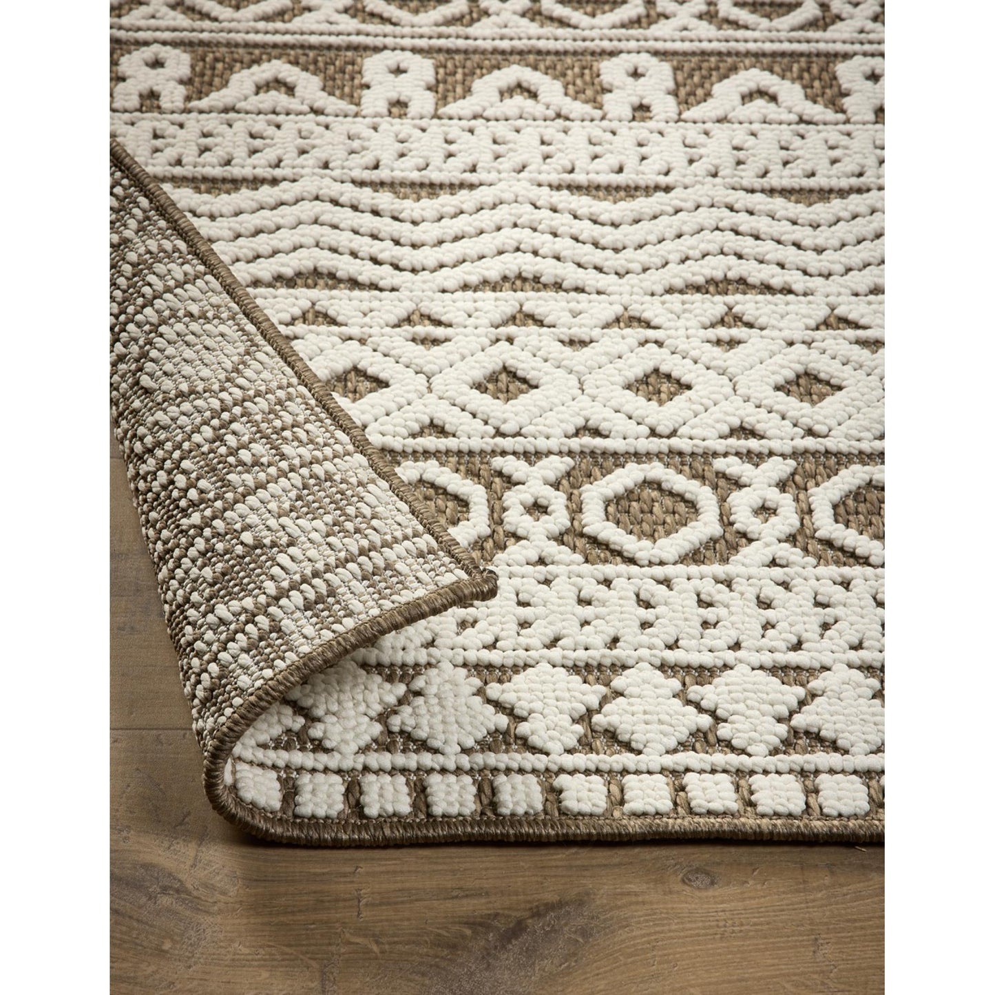 Atlas Graphic Tribal Geometric Rug – Coffee Brown – Indoor Outdoor Flatweave Durable Rug