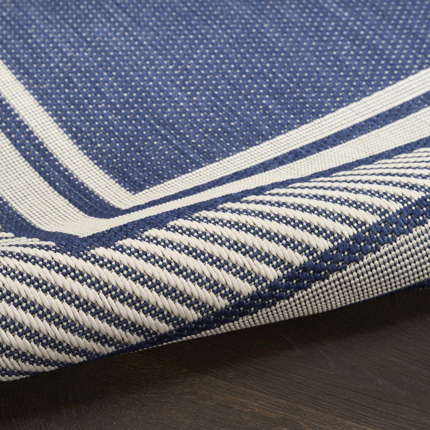 Horizon HOZ03 Modern Bordered Navy Blue Indoor & Outdoor Flatweave Rug