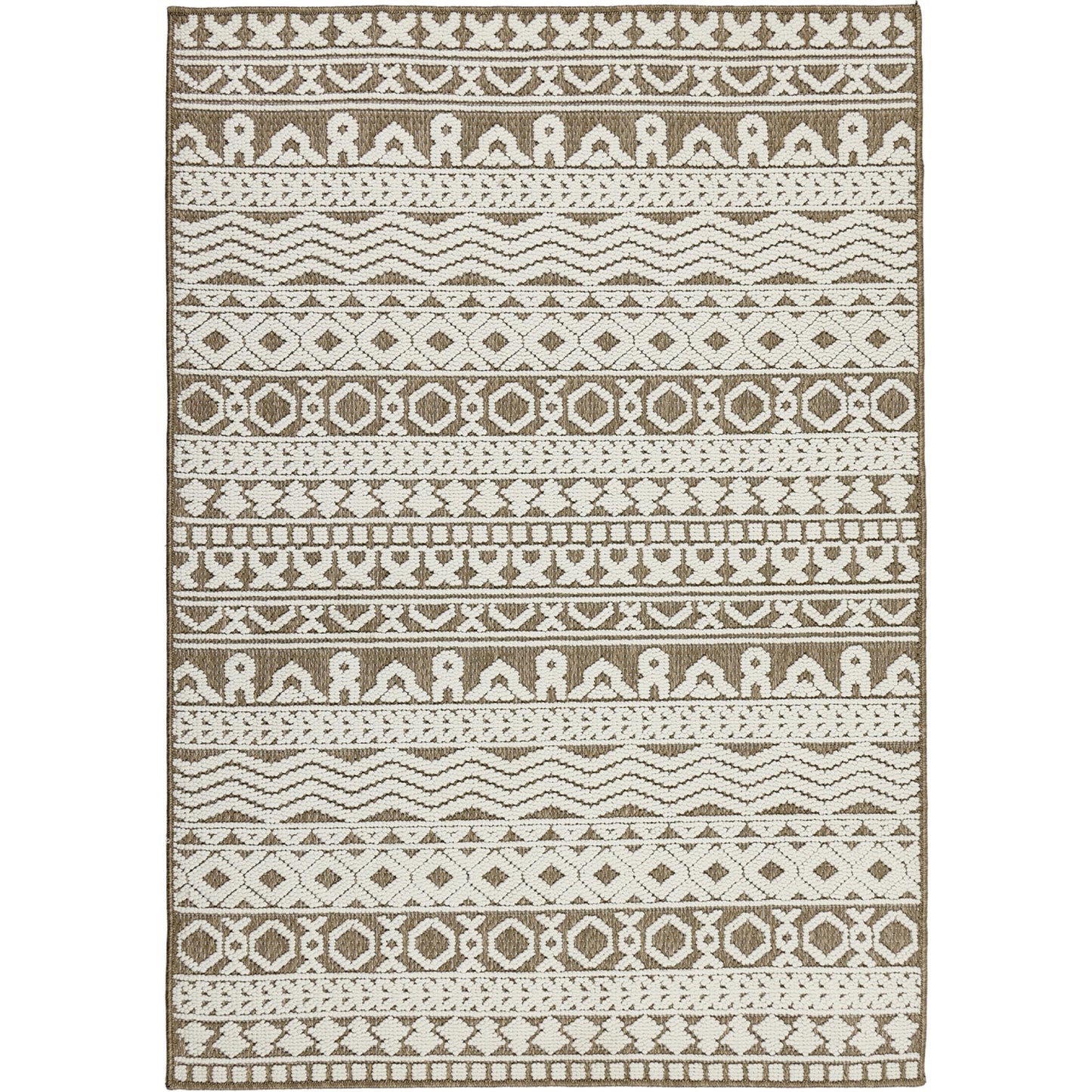 Atlas Graphic Tribal Geometric Rug – Coffee Brown – Indoor Outdoor Flatweave Durable Rug