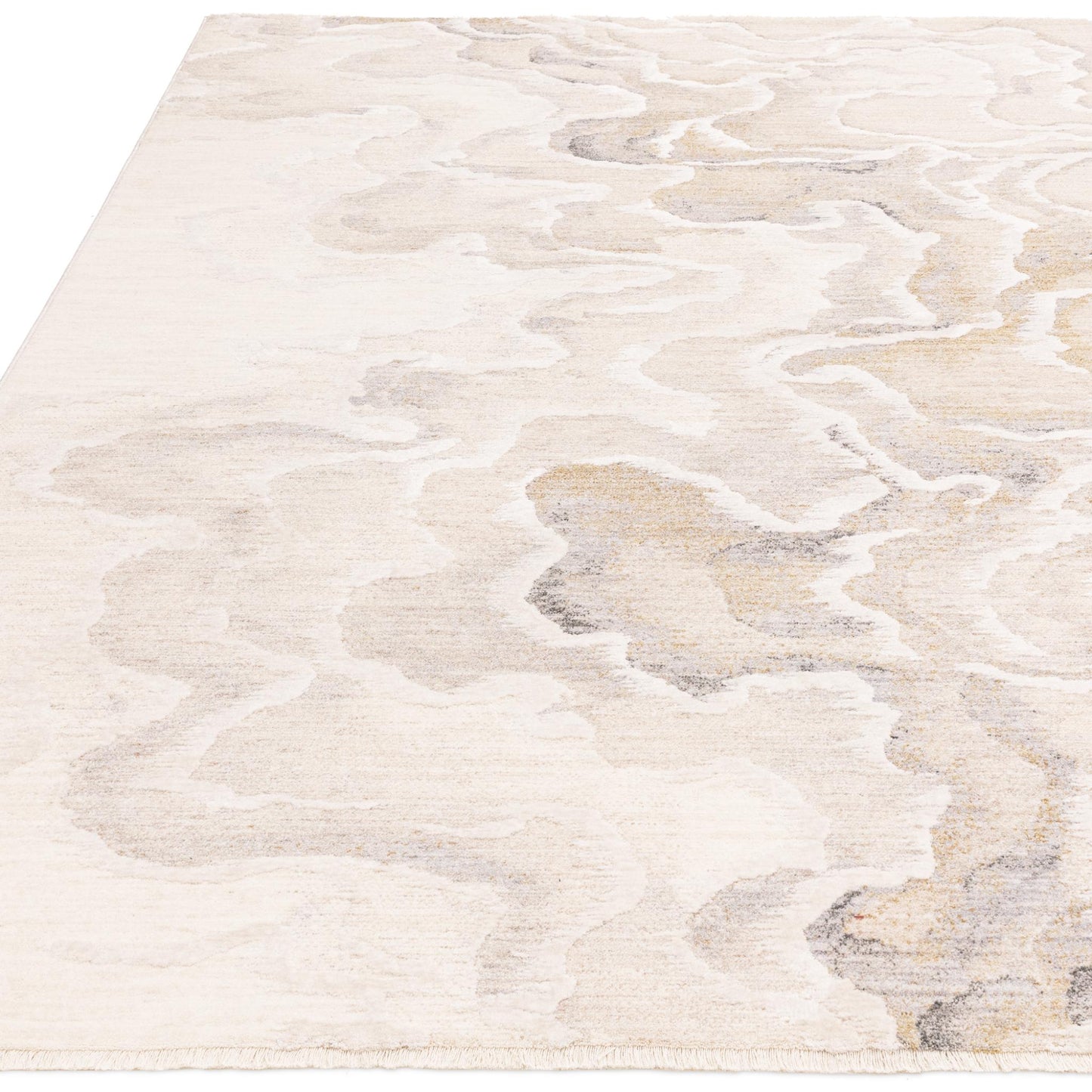 Seville 02 Setas Kurzflor Teppich Modern Abstrakt Soft Touch Seidiger Teppich in Beige Natur