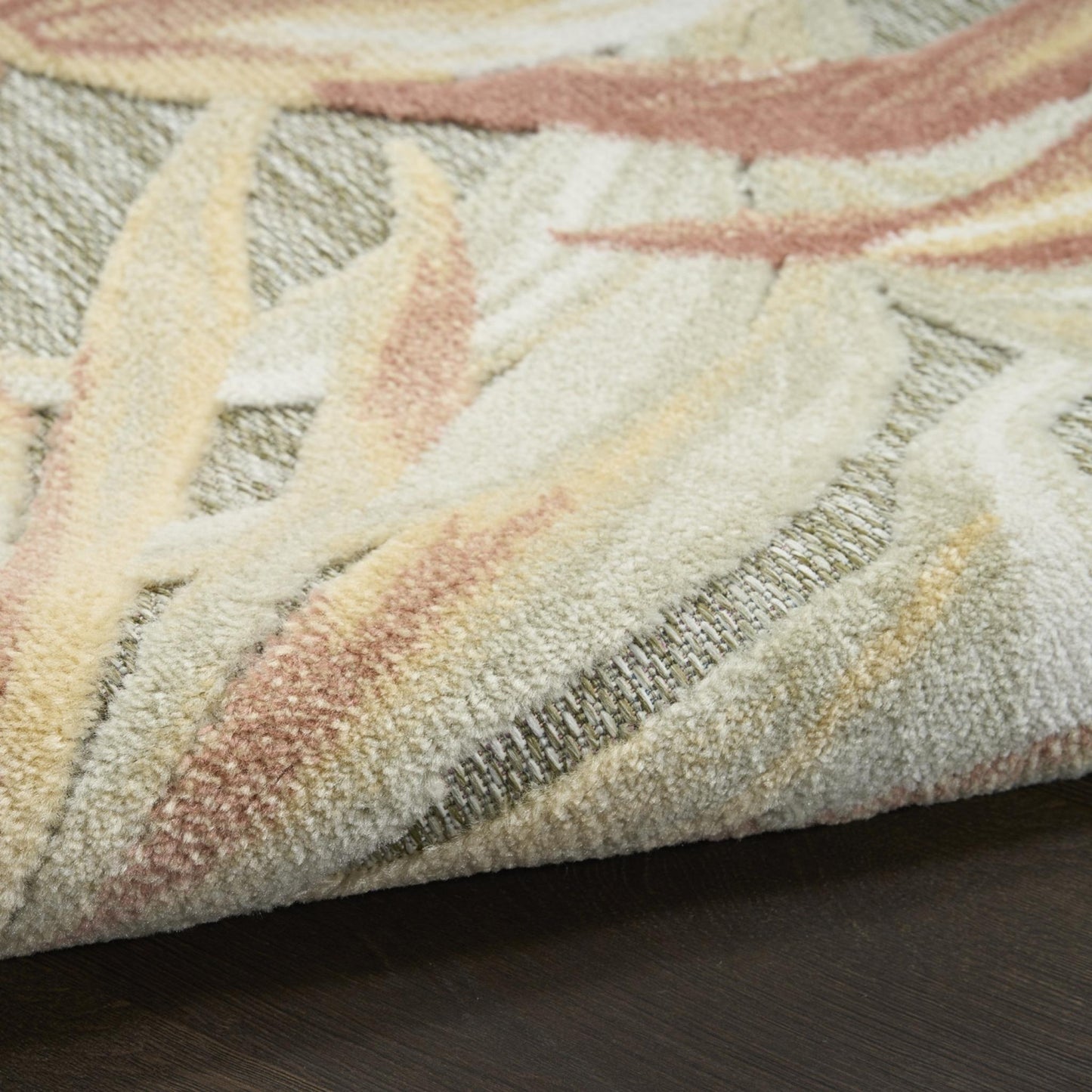 Aloha ALH43 Tropical Floral Ivory Sage Green Indoor & Outdoor Area Rug
